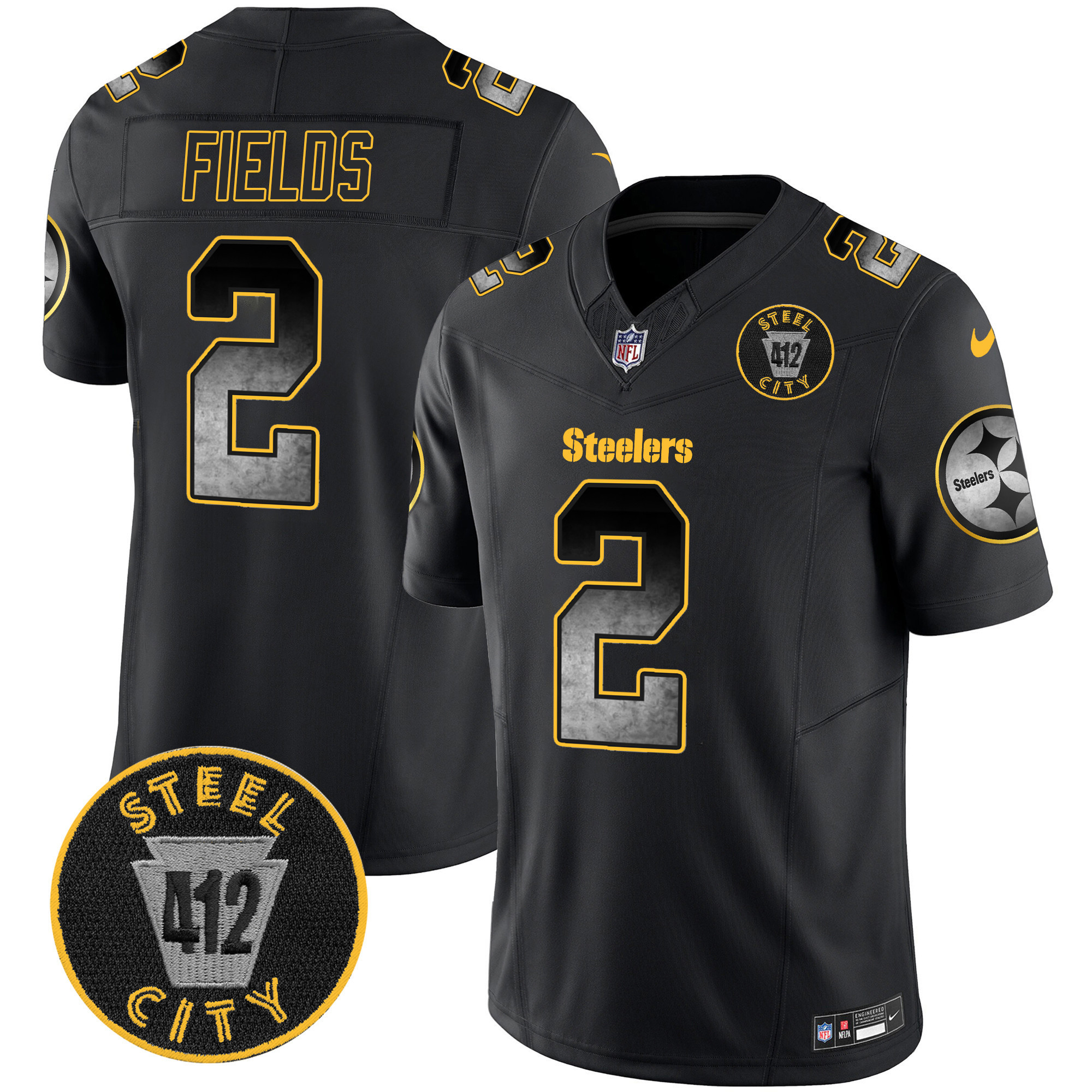 Men's Pittsburgh Steelers Arch Smoke 412 Patch Vapor Limited Jersey - All Stitched - Image 2