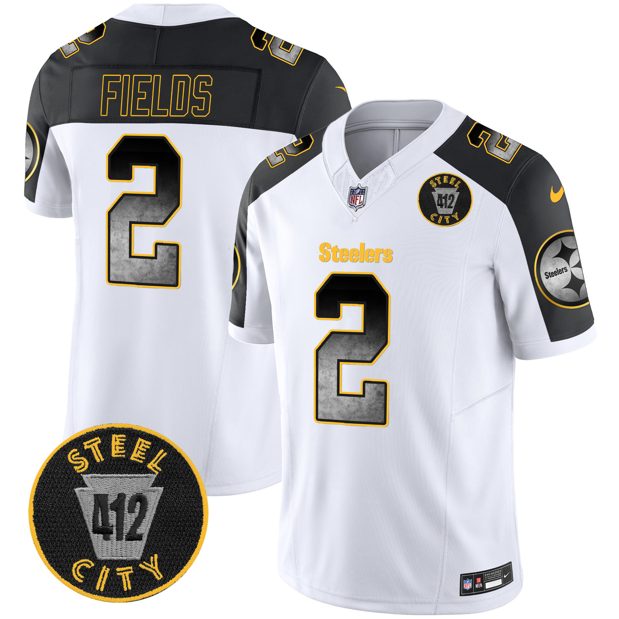 Men's Pittsburgh Steelers Arch Smoke 412 Patch Vapor Limited Jersey - All Stitched - Image 42