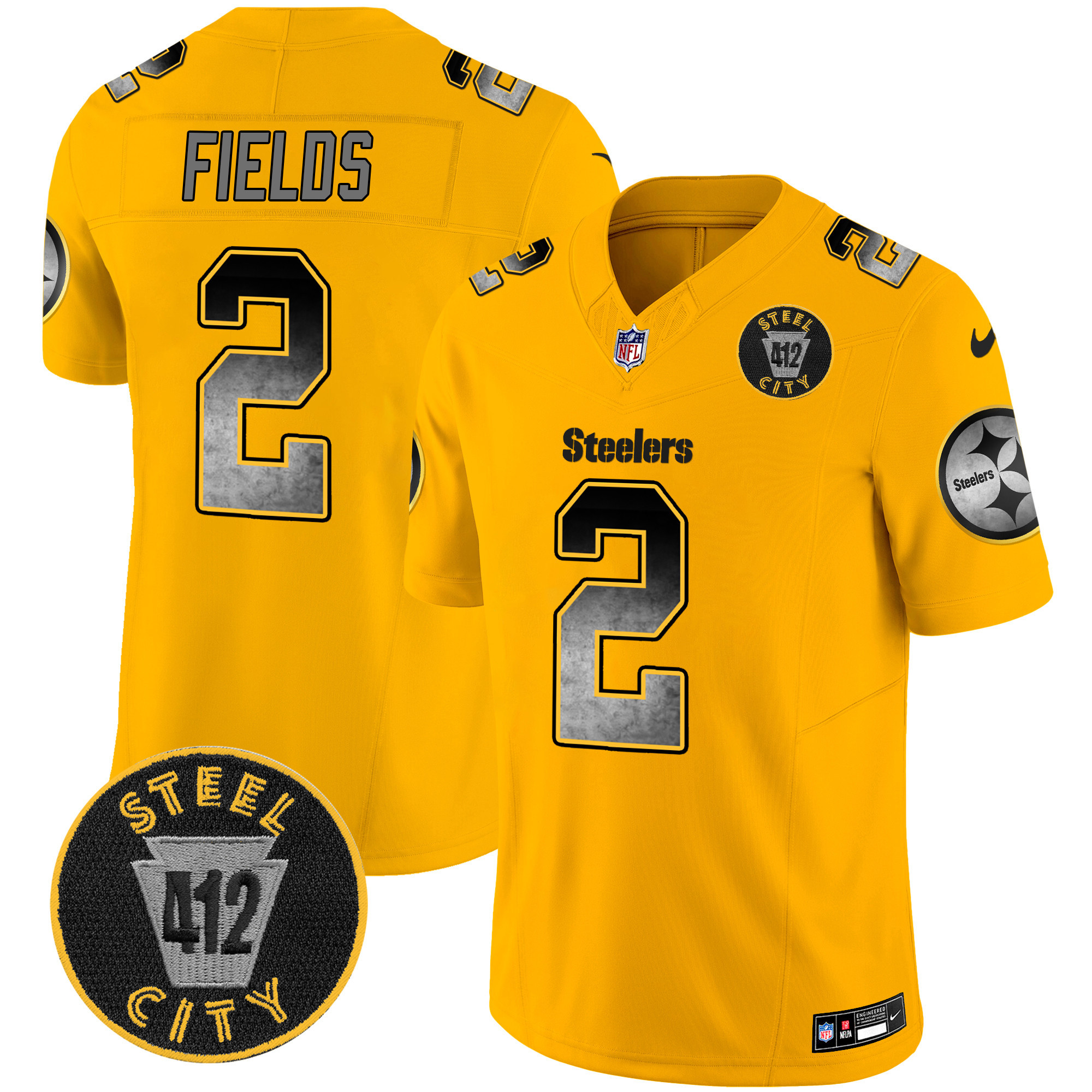 Men's Pittsburgh Steelers Arch Smoke 412 Patch Vapor Limited Jersey - All Stitched - Image 34