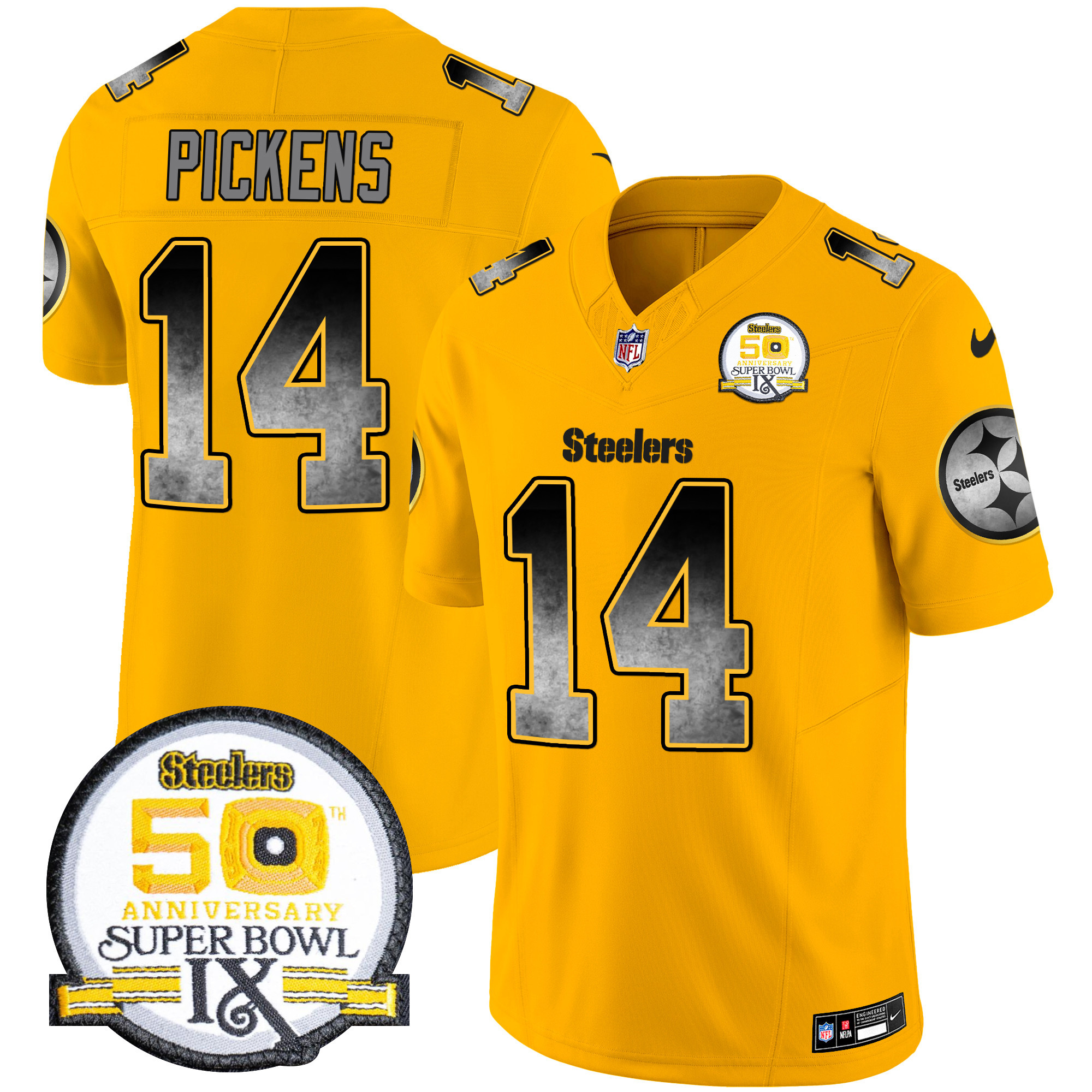 Men's Pittsburgh Steelers Arch Smoke 50th Anniversary Of Super Bowl IX Patch Vapor Limited Jersey - All Stitched - Image 39