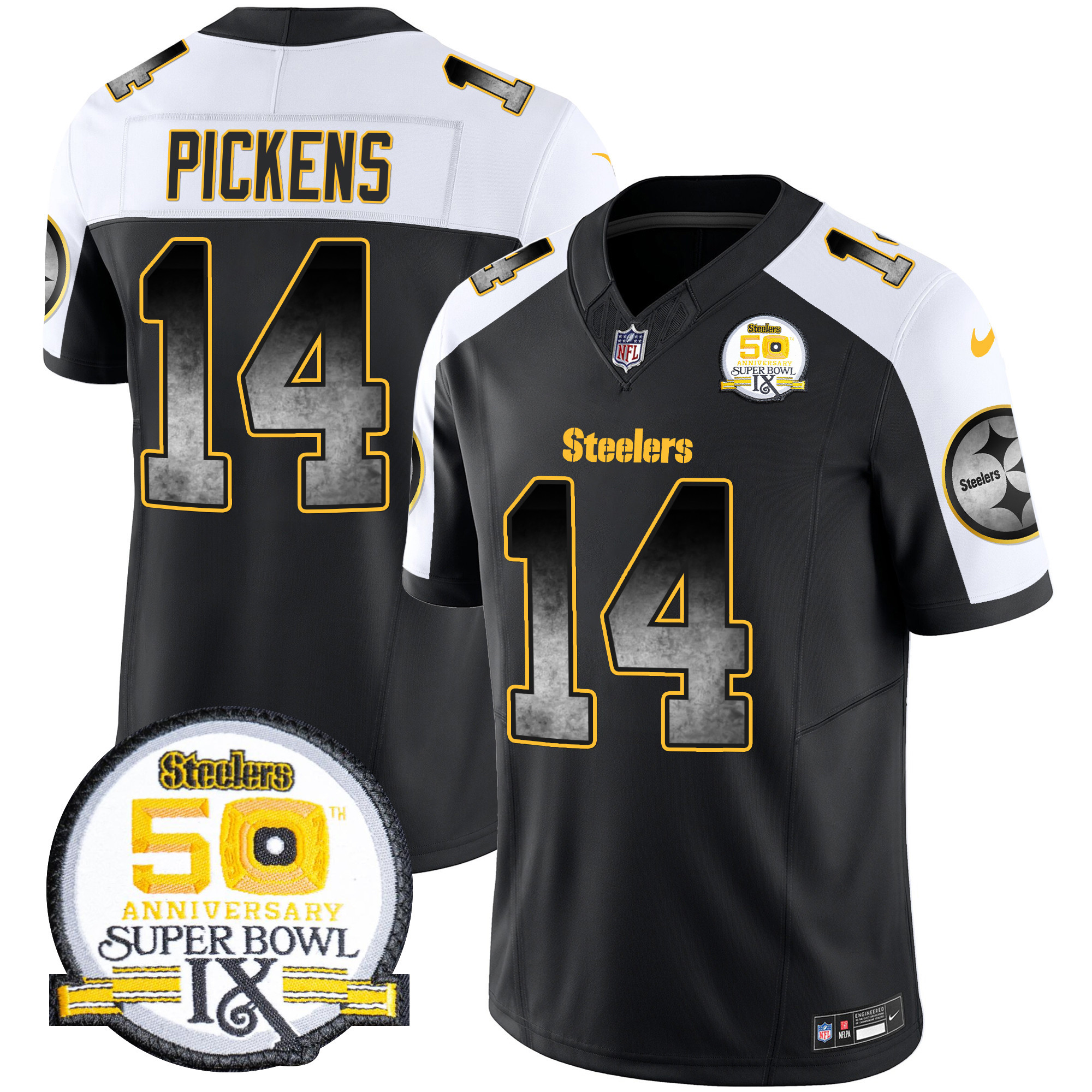 Men's Pittsburgh Steelers Arch Smoke 50th Anniversary Of Super Bowl IX Patch Vapor Limited Jersey - All Stitched - Image 12