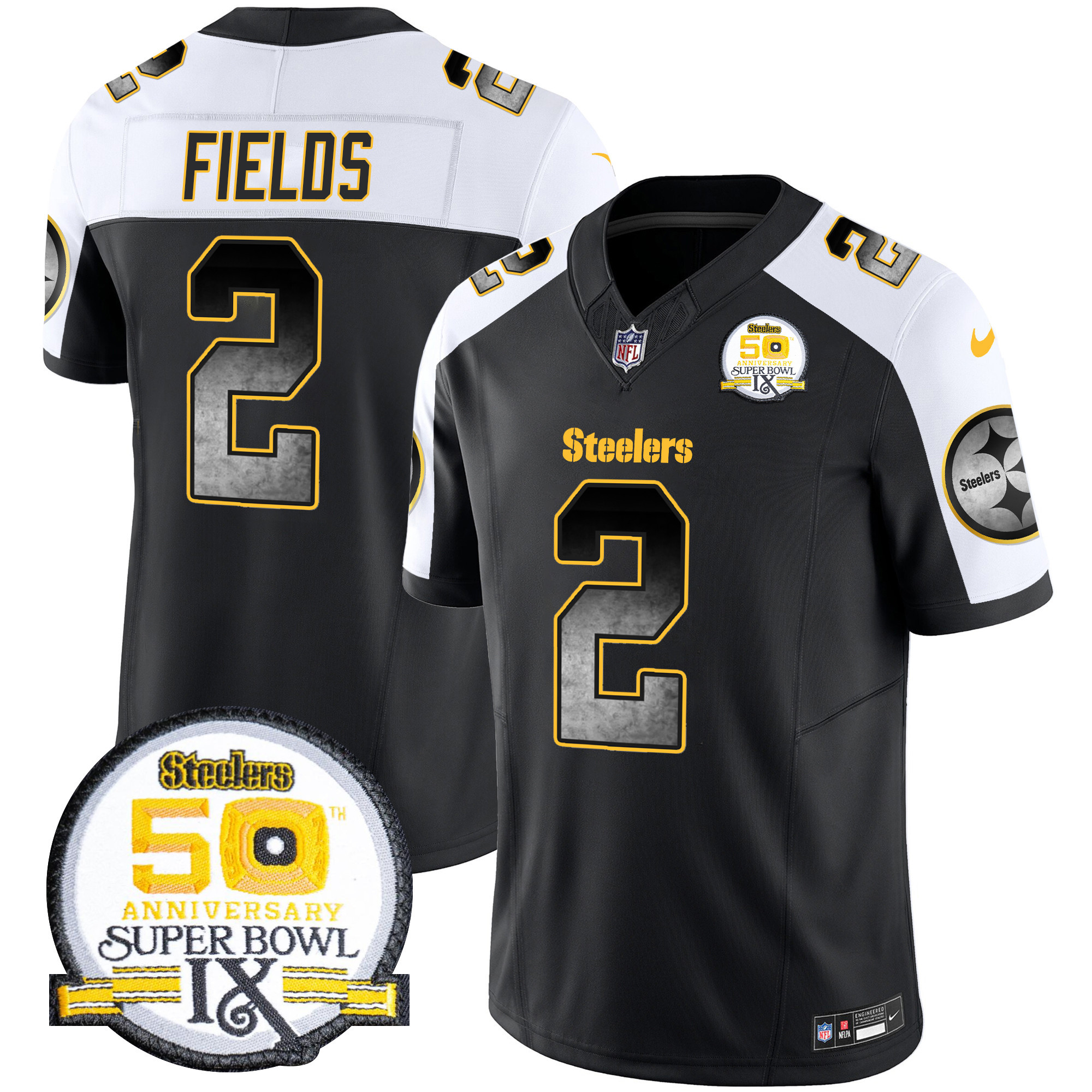 Men's Pittsburgh Steelers Arch Smoke 50th Anniversary Of Super Bowl IX Patch Vapor Limited Jersey - All Stitched - Image 10