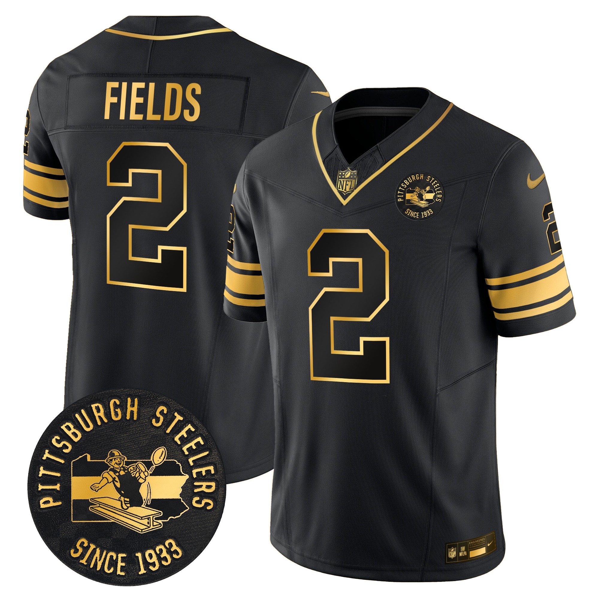 Men's Pittsburgh Steelers Throwback 1933 Patch Gold Vapor Limited Jersey - All Stitched - Image 21