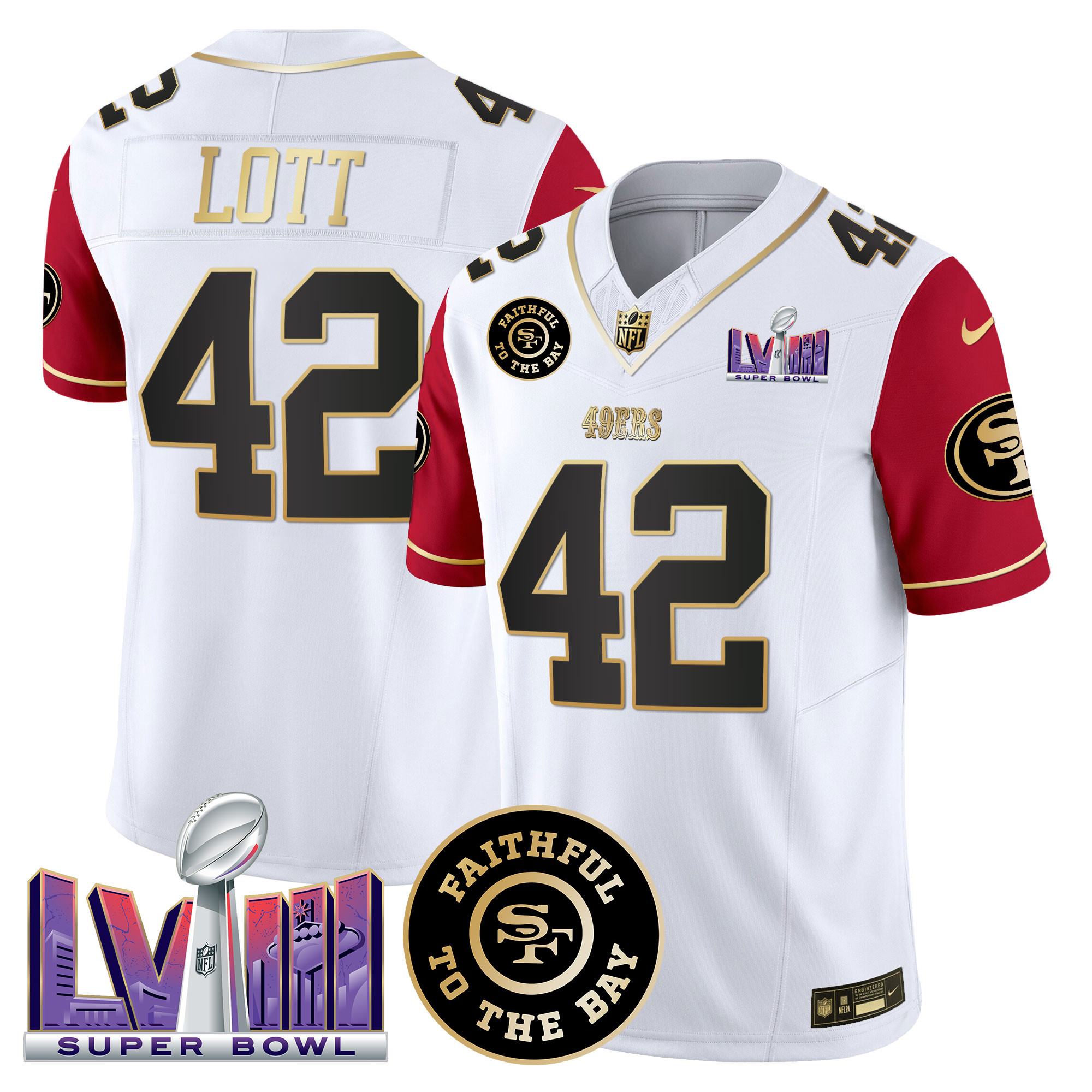 Men's San Francisco 49ers Faithful & Super Bowl LVIII Patch Vapor Jersey V2 - All Stitched - Image 49