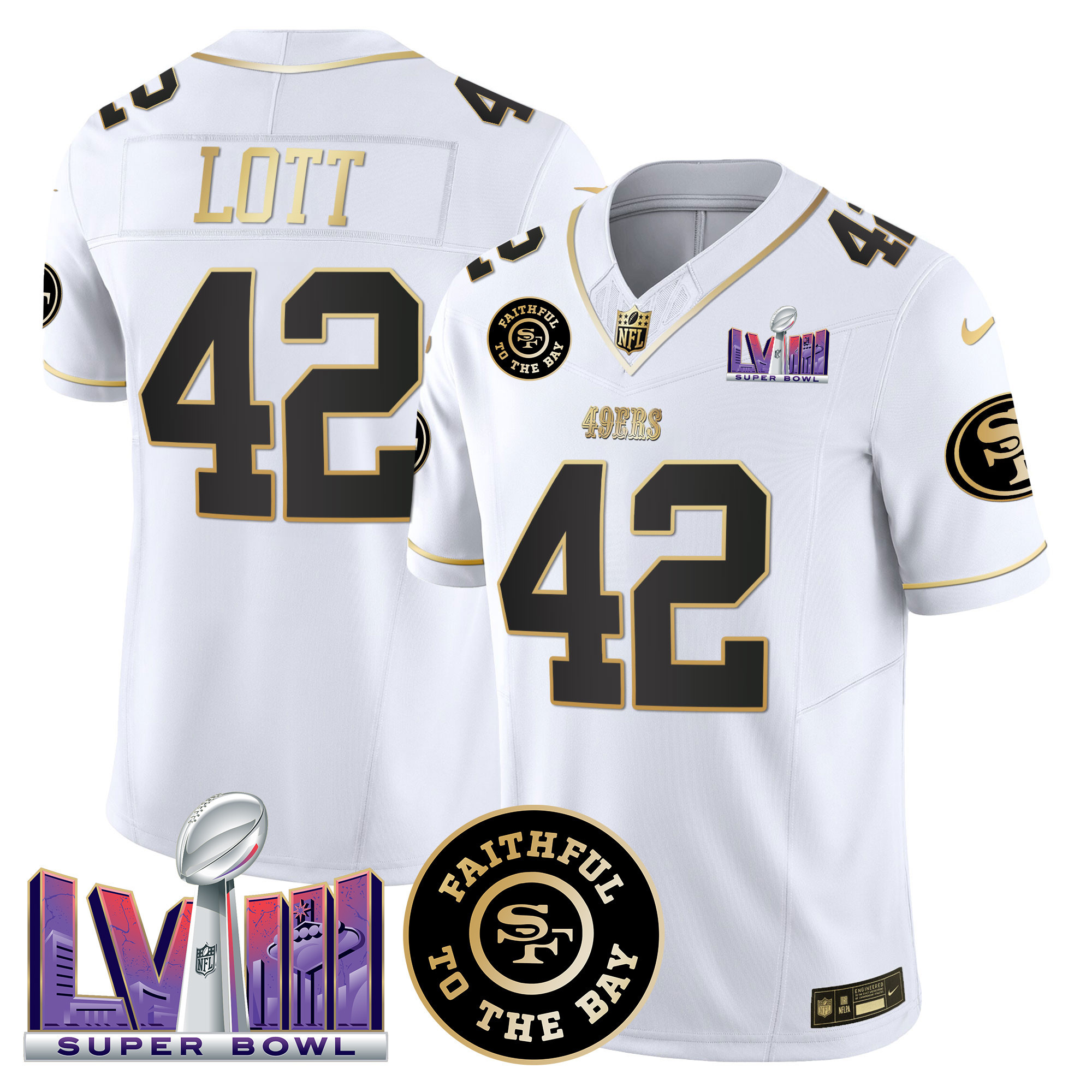 Men's San Francisco 49ers Faithful & Super Bowl LVIII Patch Vapor Jersey V2 - All Stitched - Image 29