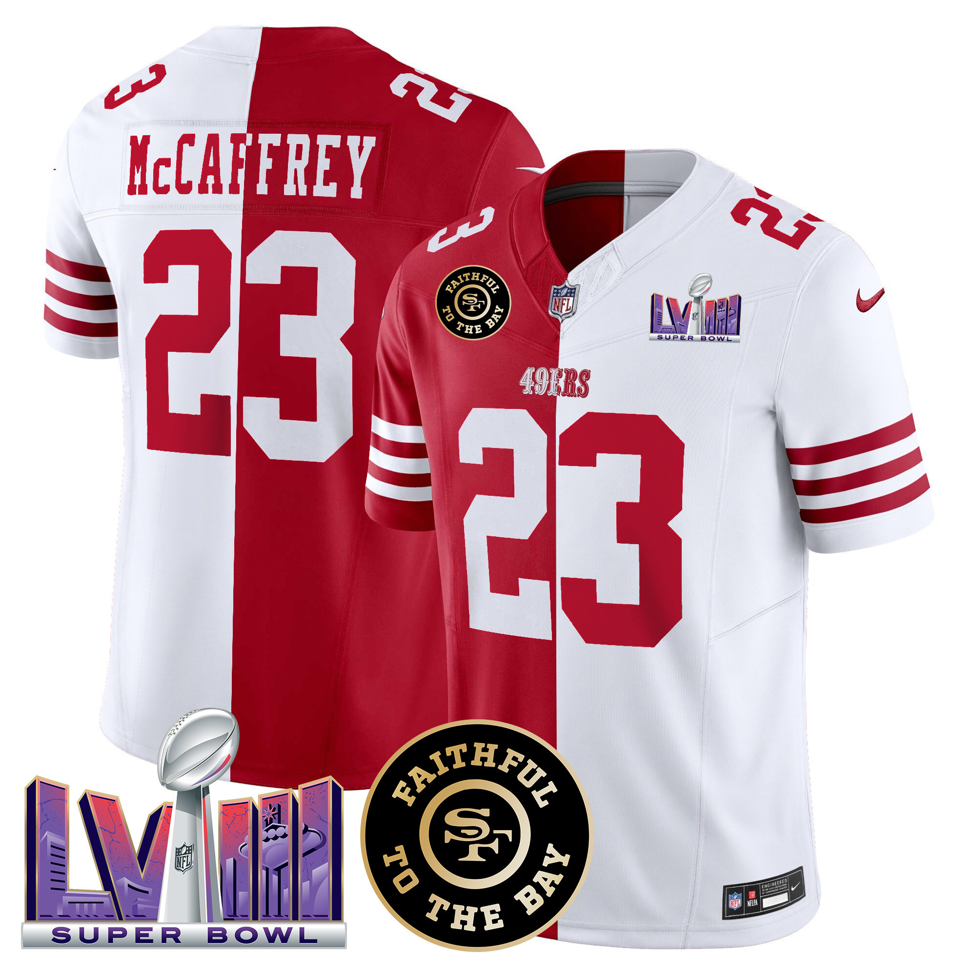 Men's San Francisco 49ers Faithful & Super Bowl LVIII Patch Vapor Jersey V2 - All Stitched - Image 31