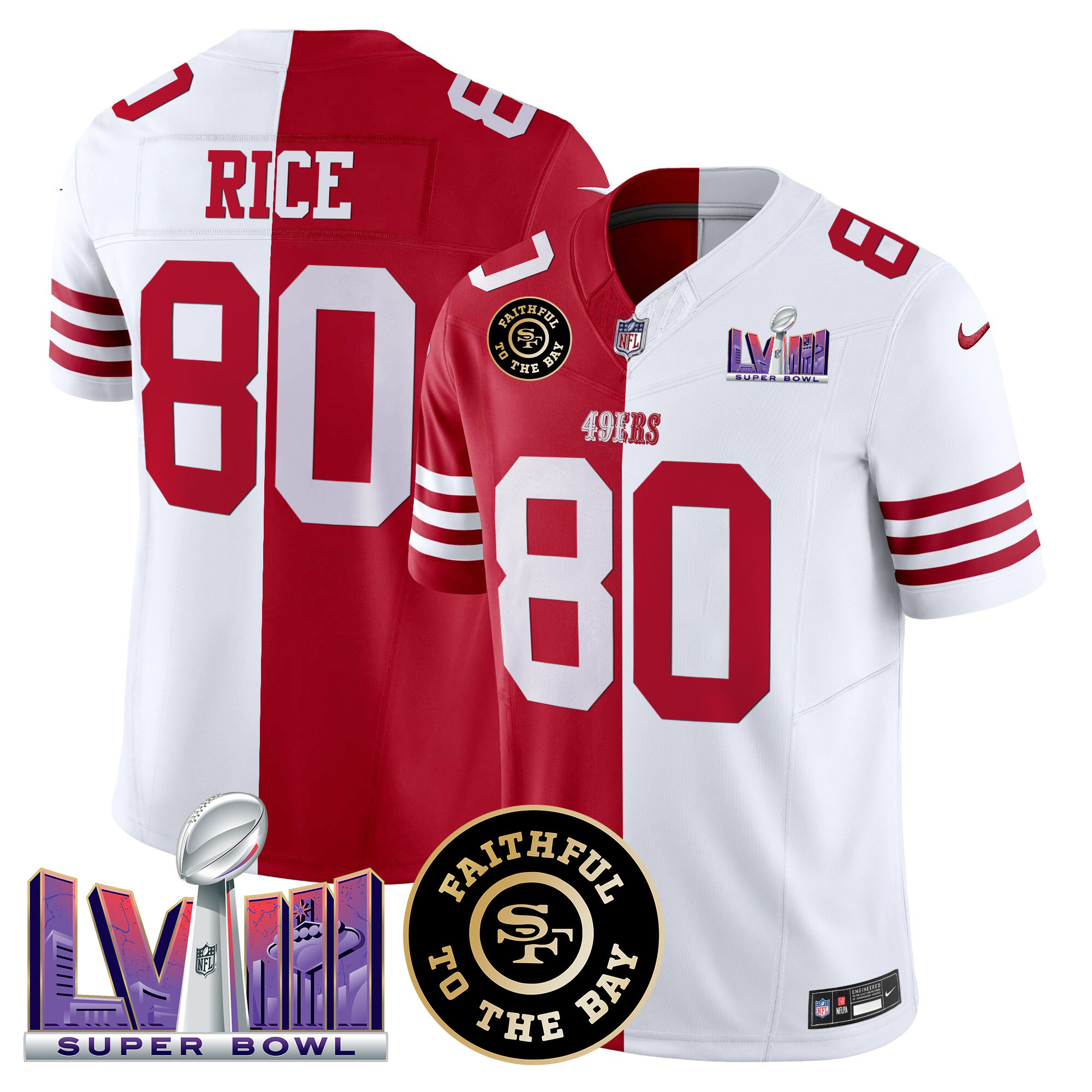 Men's San Francisco 49ers Faithful & Super Bowl LVIII Patch Vapor Jersey V2 - All Stitched - Image 36