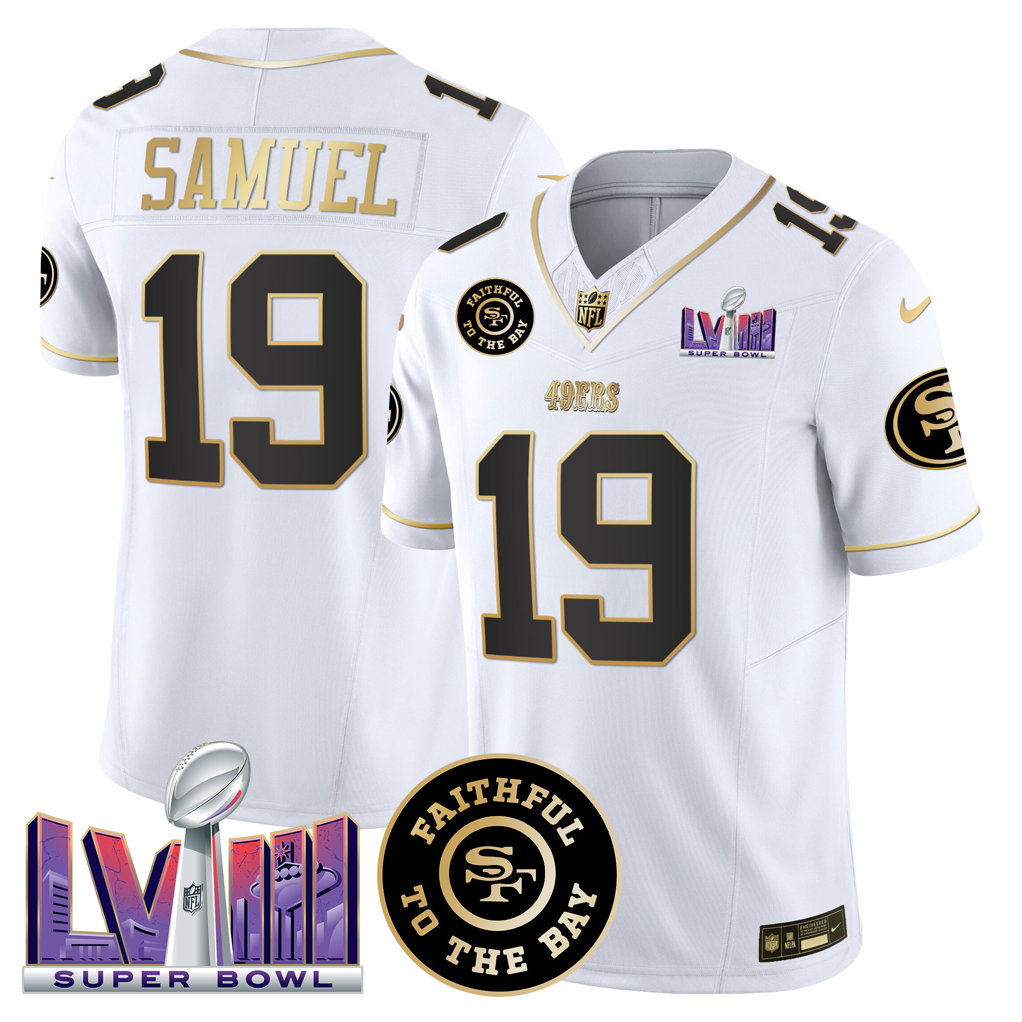 Men's San Francisco 49ers Faithful & Super Bowl LVIII Patch Vapor Jersey V2 - All Stitched - Image 22