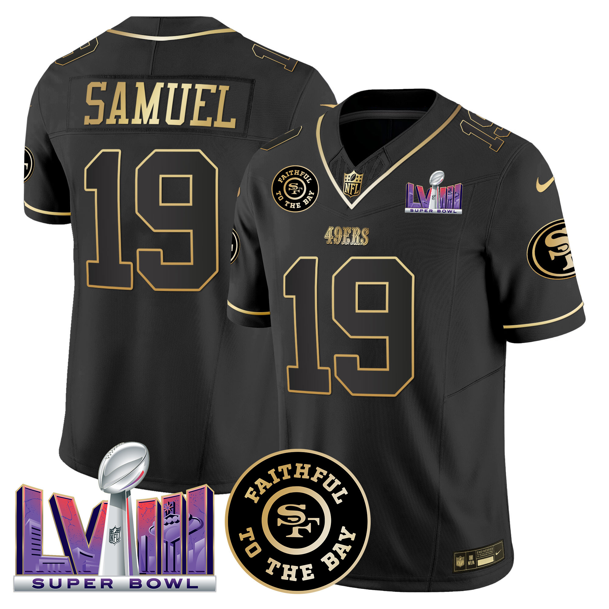 Men's San Francisco 49ers Faithful & Super Bowl LVIII Patch Vapor Jersey V2 - All Stitched - Image 12