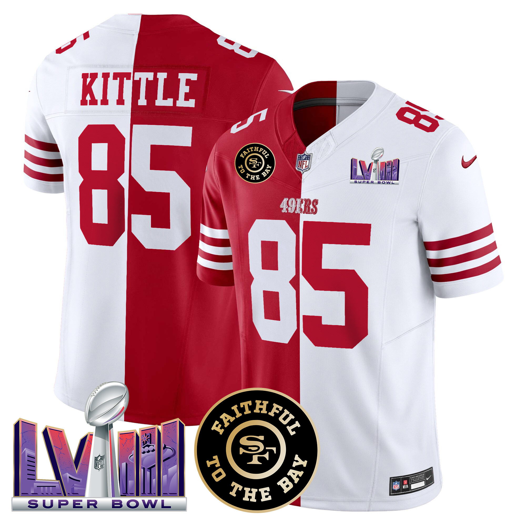 Men's San Francisco 49ers Faithful & Super Bowl LVIII Patch Vapor Jersey V2 - All Stitched - Image 34