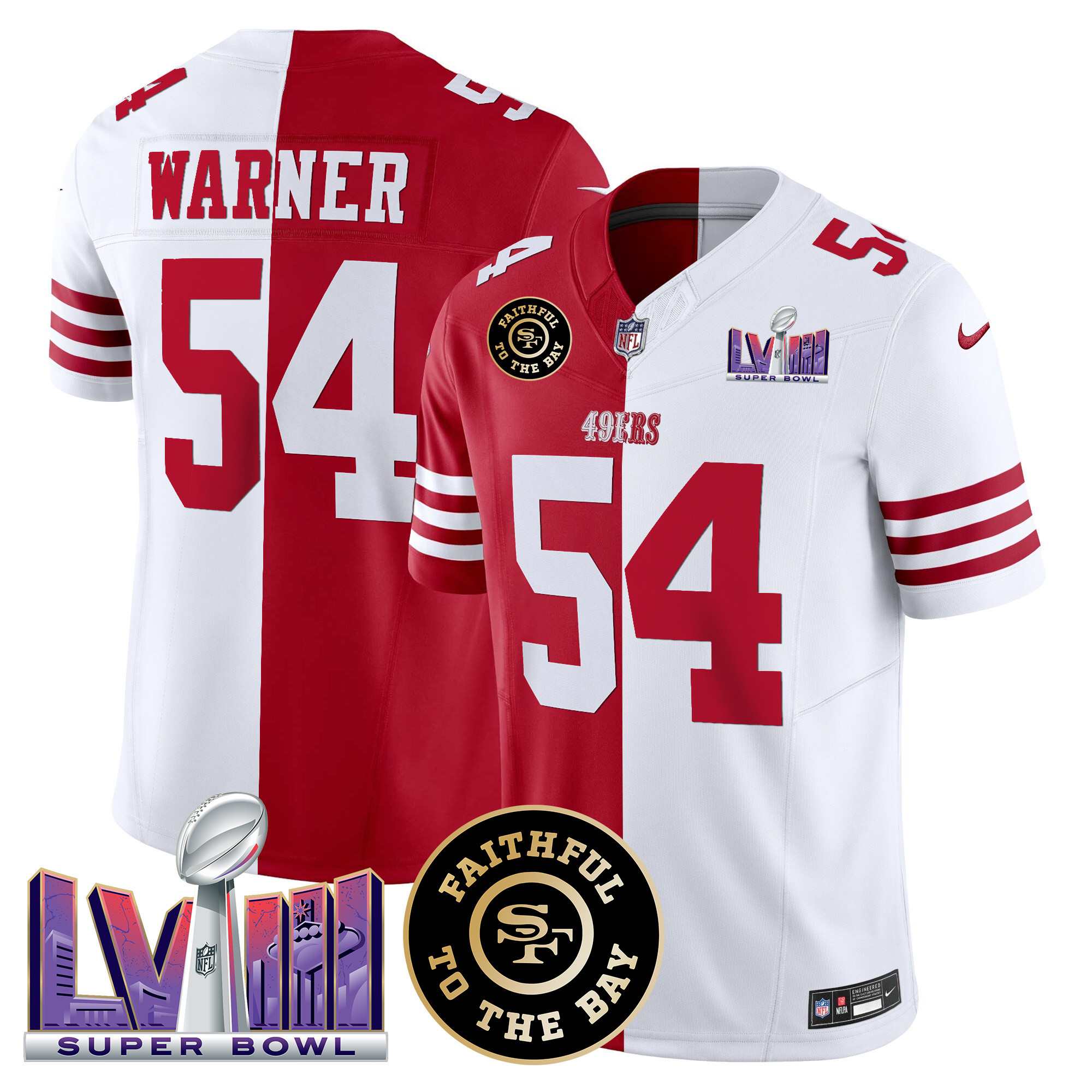 Men's San Francisco 49ers Faithful & Super Bowl LVIII Patch Vapor Jersey V2 - All Stitched - Image 35