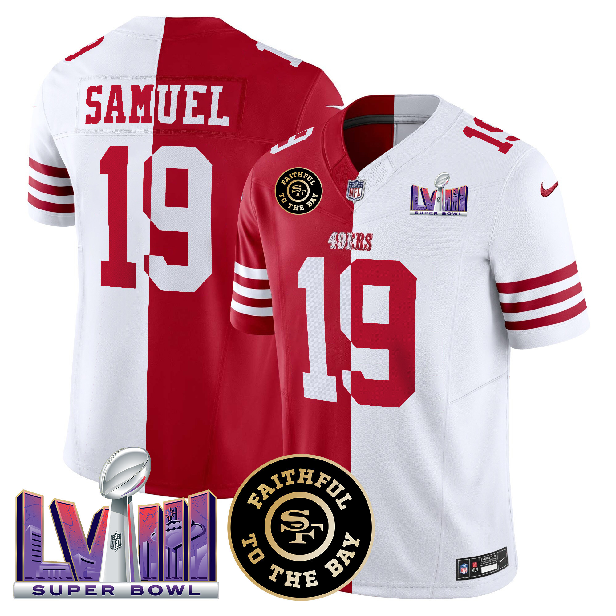 Men's San Francisco 49ers Faithful & Super Bowl LVIII Patch Vapor Jersey V2 - All Stitched - Image 32