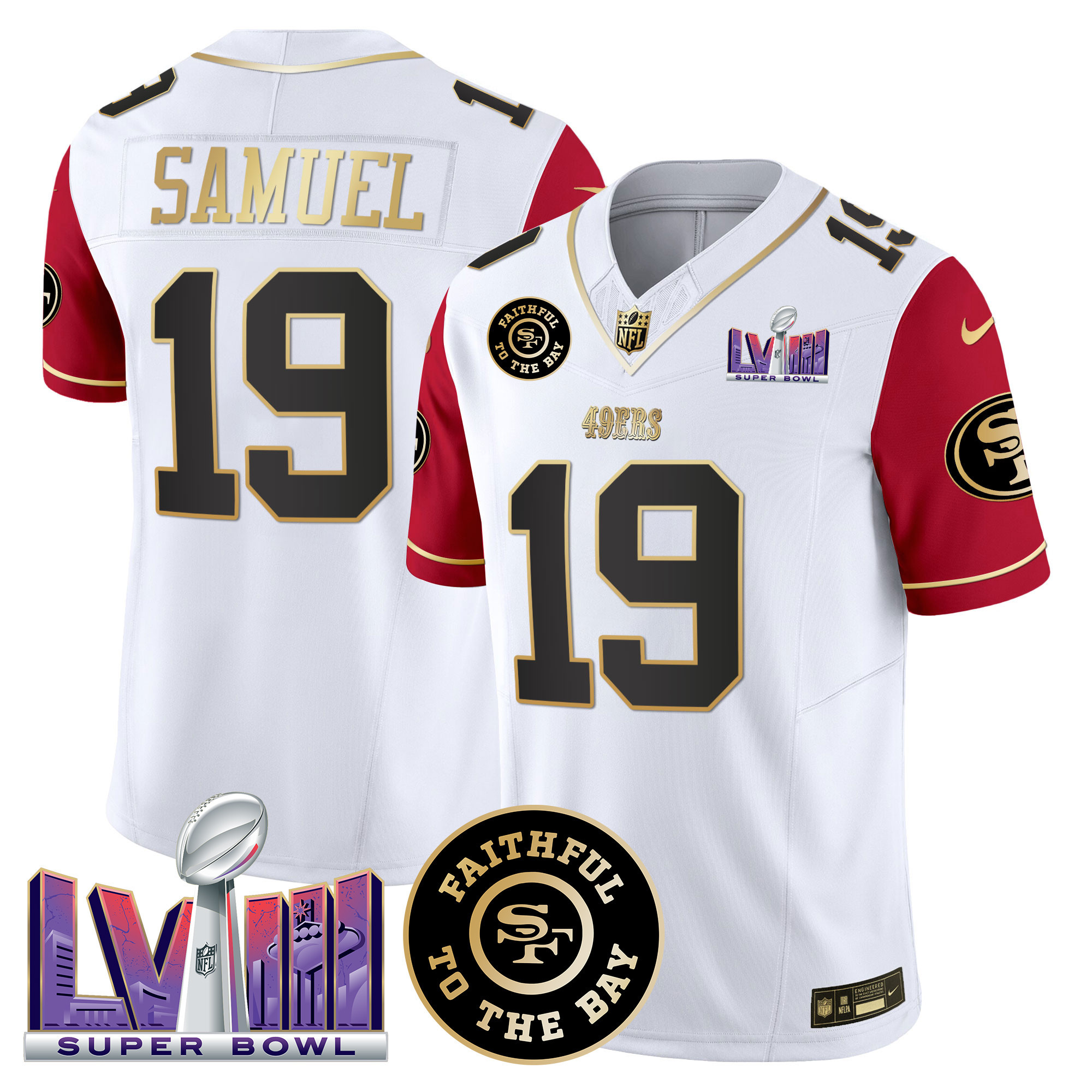 Men's San Francisco 49ers Faithful & Super Bowl LVIII Patch Vapor Jersey V2 - All Stitched - Image 42