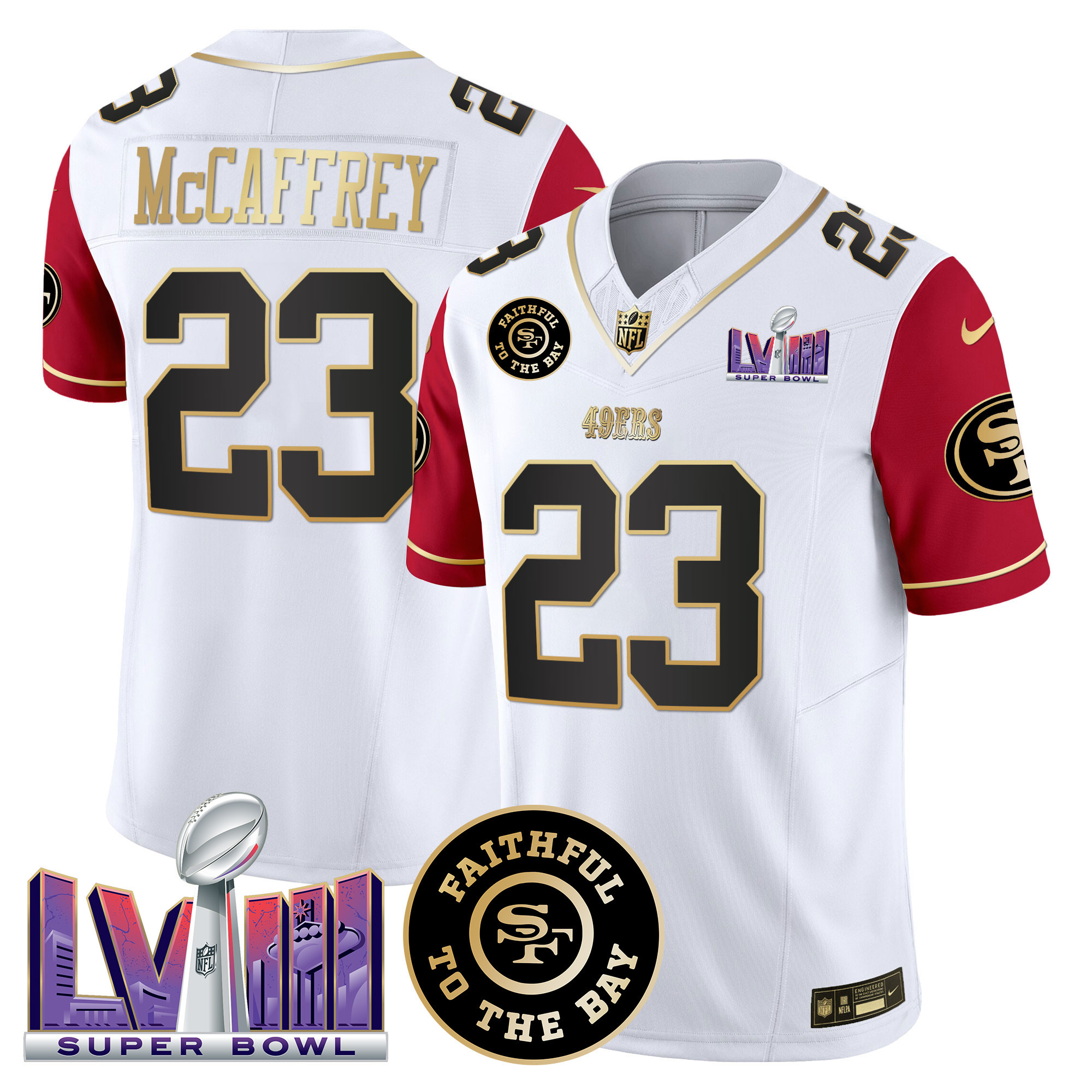 Men's San Francisco 49ers Faithful & Super Bowl LVIII Patch Vapor Jersey V2 - All Stitched - Image 41