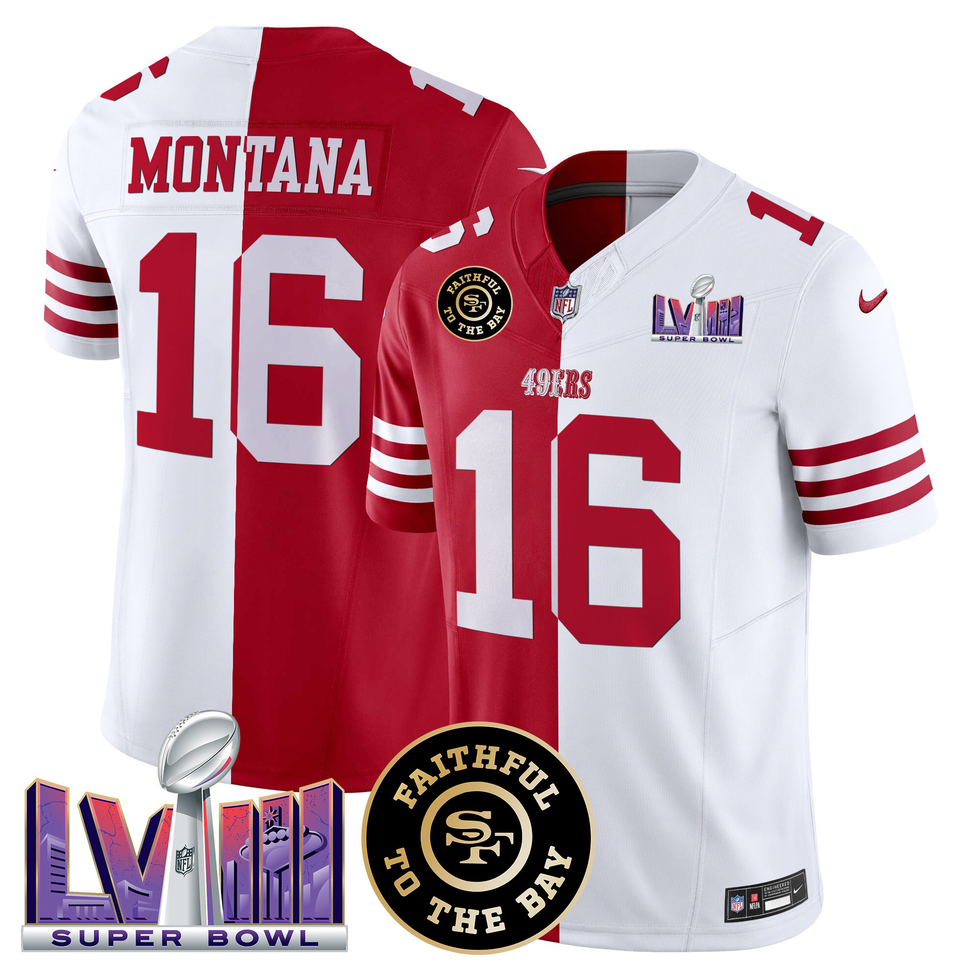 Men's San Francisco 49ers Faithful & Super Bowl LVIII Patch Vapor Jersey V2 - All Stitched - Image 38