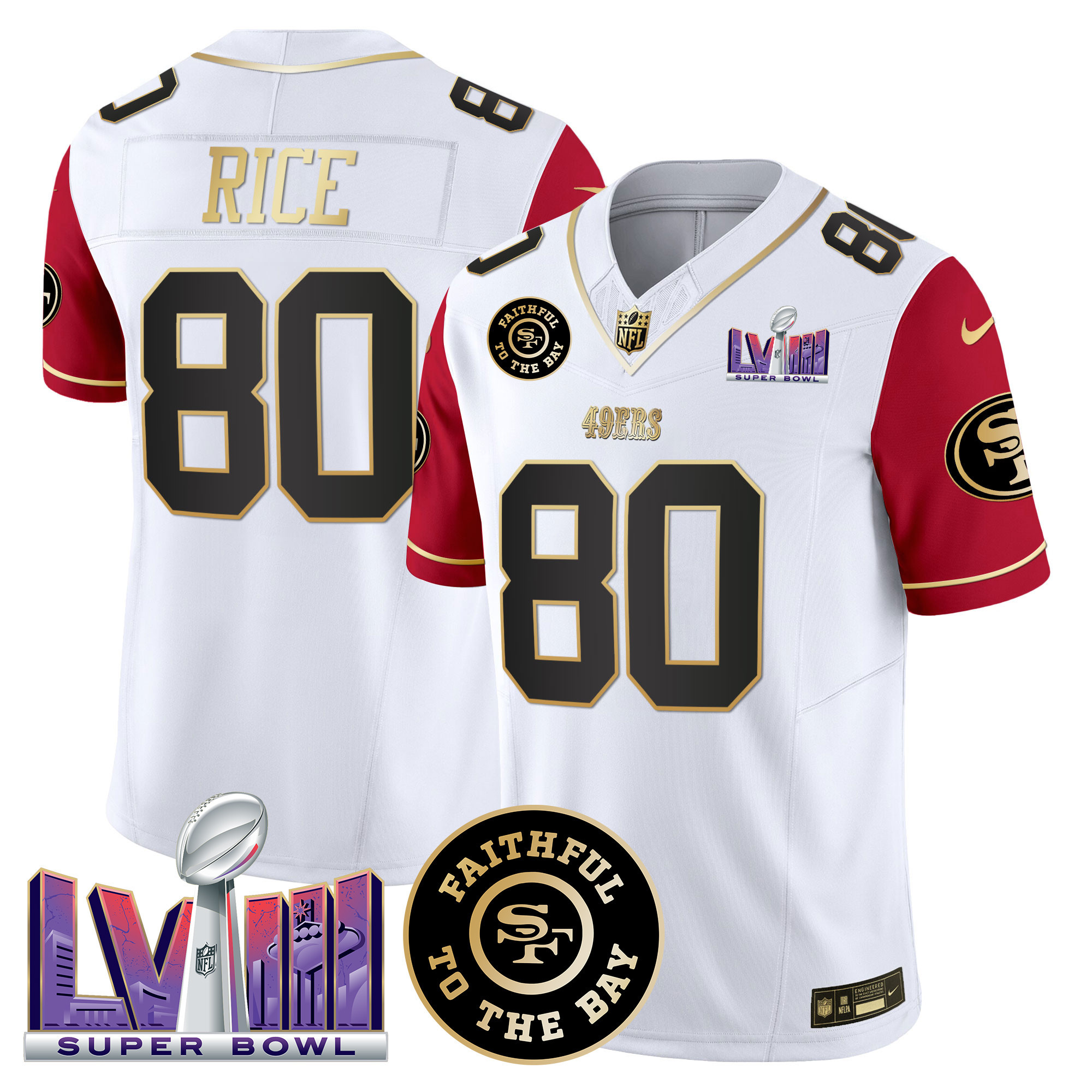 Men's San Francisco 49ers Faithful & Super Bowl LVIII Patch Vapor Jersey V2 - All Stitched - Image 46