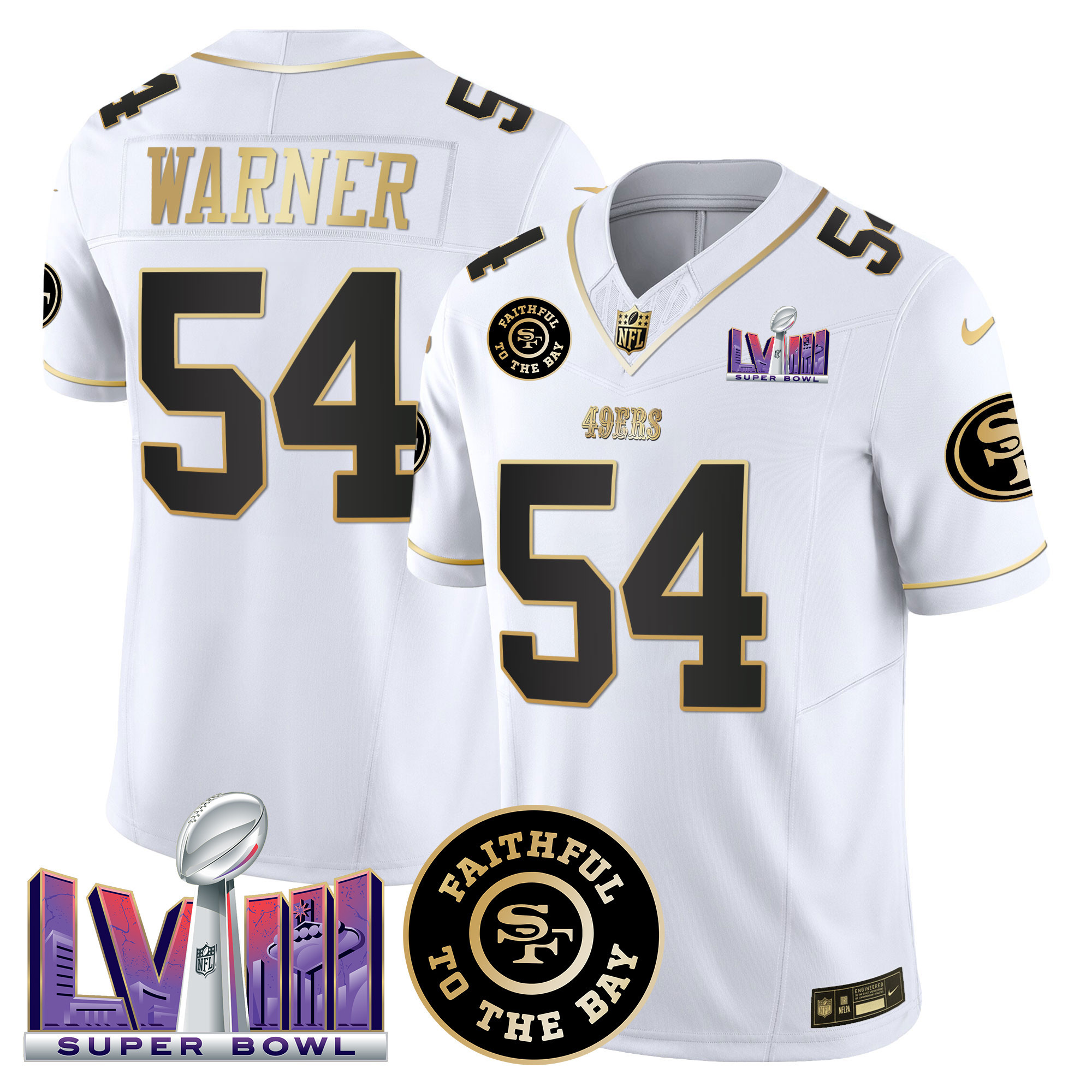 Men's San Francisco 49ers Faithful & Super Bowl LVIII Patch Vapor Jersey V2 - All Stitched - Image 25