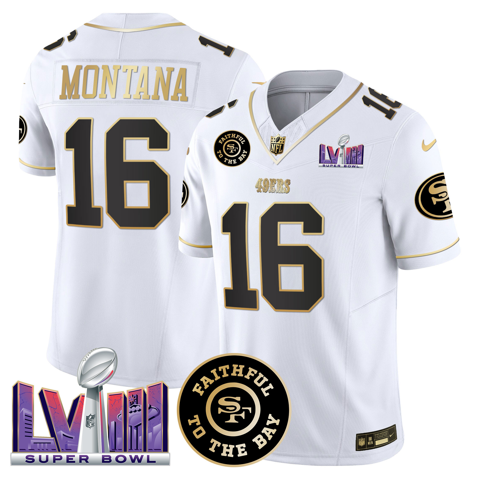 Men's San Francisco 49ers Faithful & Super Bowl LVIII Patch Vapor Jersey V2 - All Stitched - Image 28