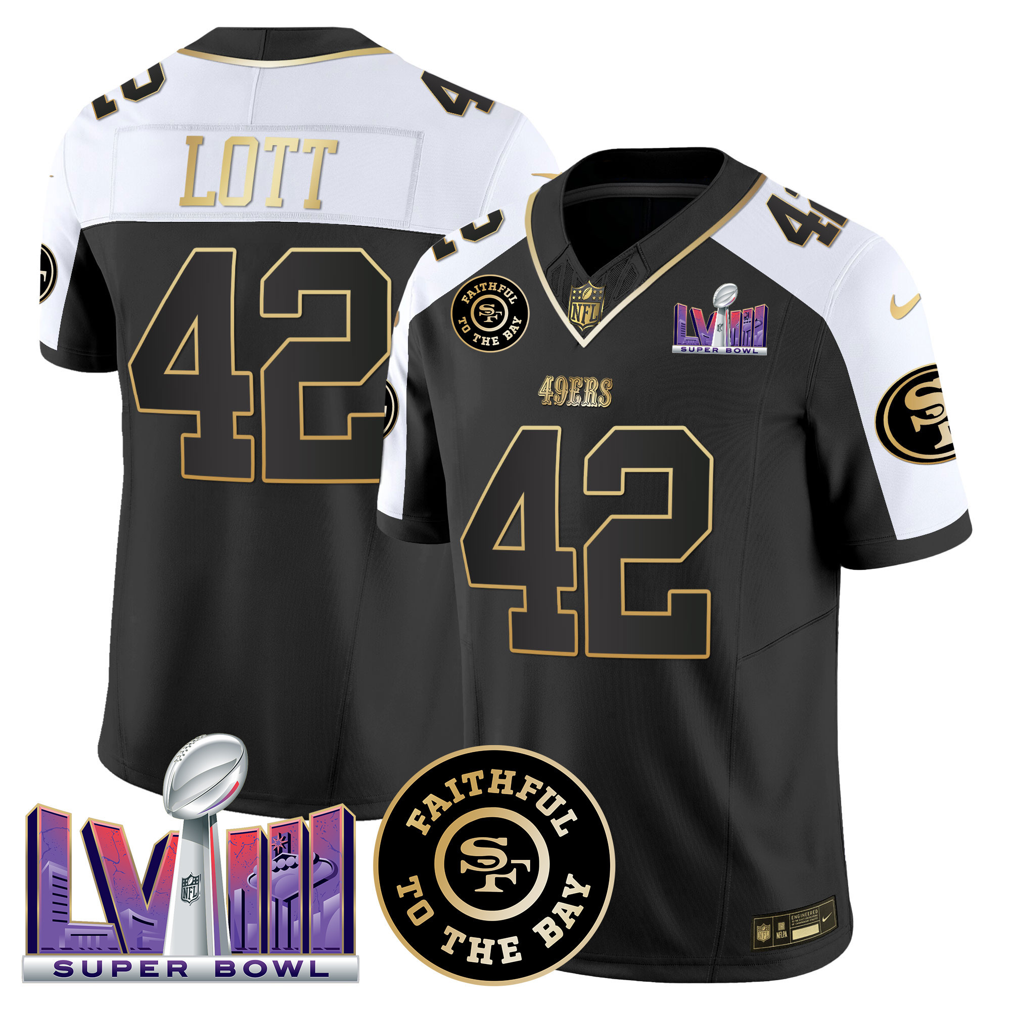 Men's San Francisco 49ers Faithful & Super Bowl LVIII Patch Vapor Jersey V2 - All Stitched - Image 9