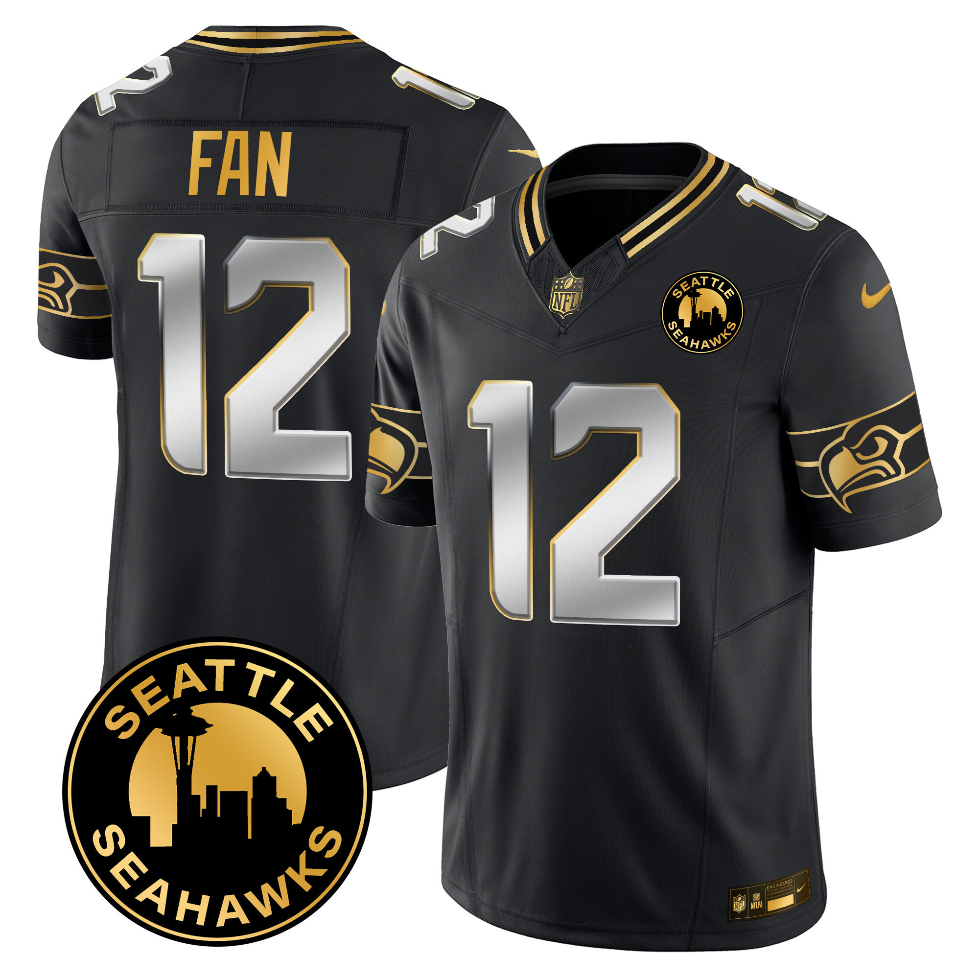 Men's Seattle Seahawks 2024 Seattle City Patch Gold Vapor Limited Jersey - All Stitched - Image 21