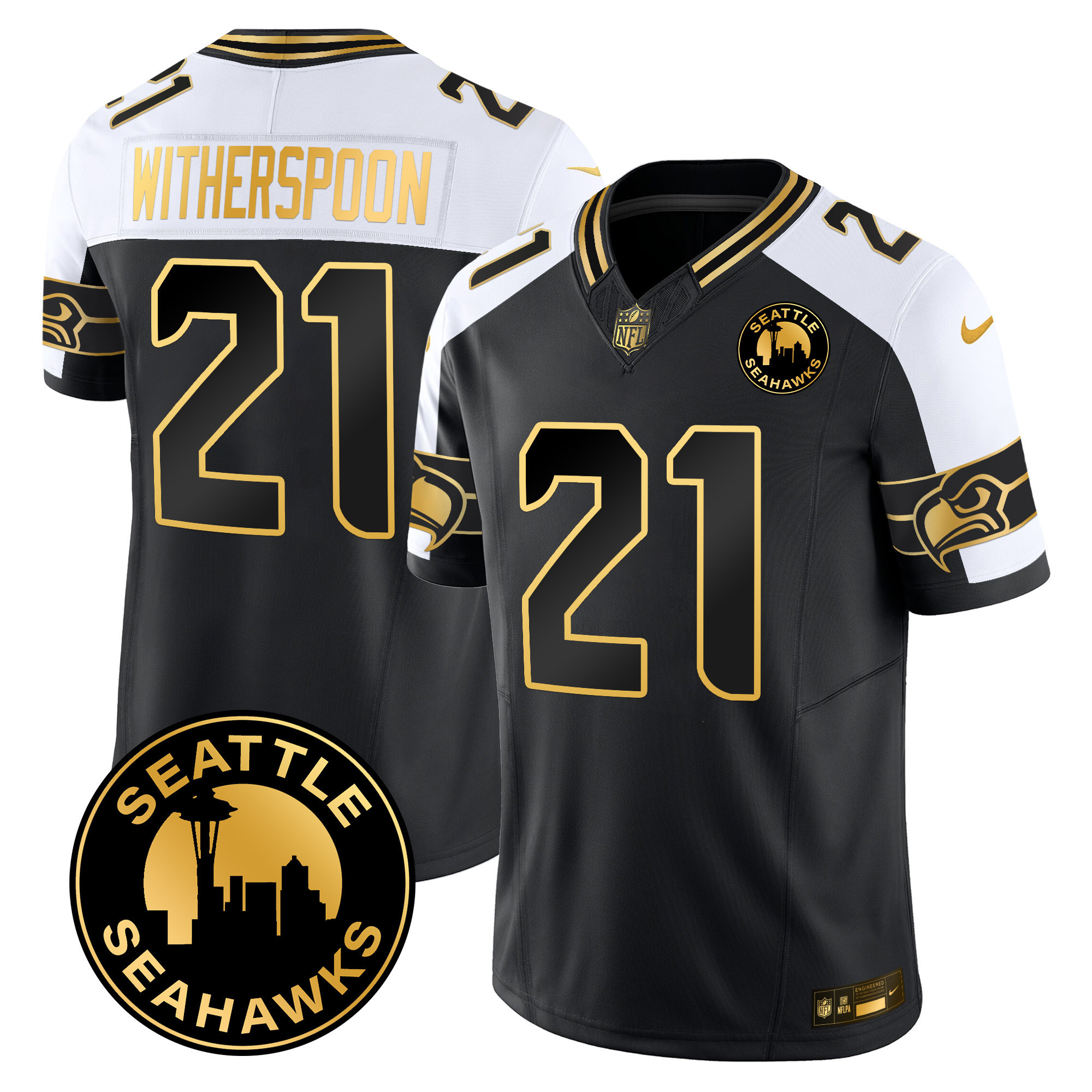 Men's Seattle Seahawks 2024 Seattle City Patch Gold Vapor Limited Jersey - All Stitched - Image 23