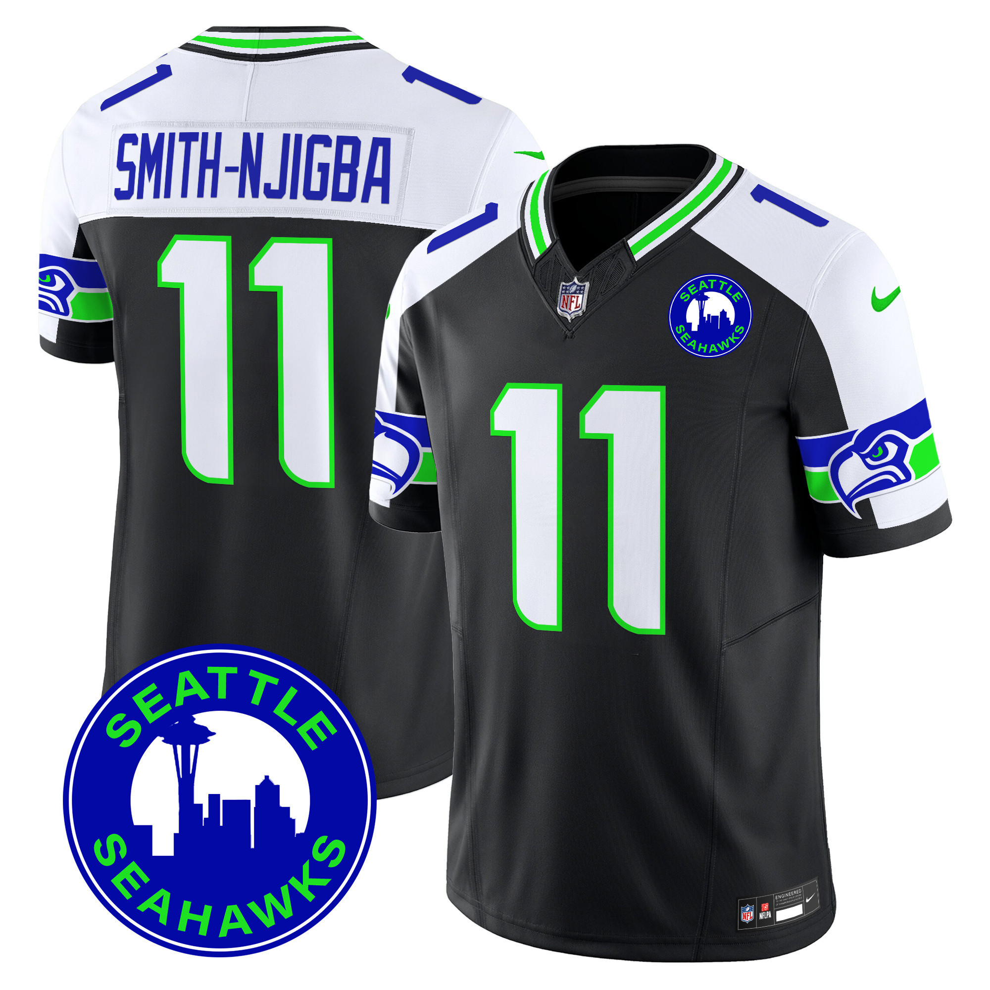 Men's Seattle Seahawks 2024 Seattle City Patch Vapor Limited Jersey - All Stitched
