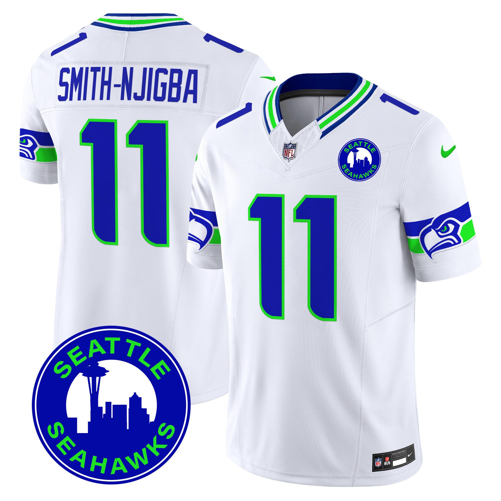 Men's Seattle Seahawks 2024 Seattle City Patch Vapor Limited Jersey - All Stitched - Image 22