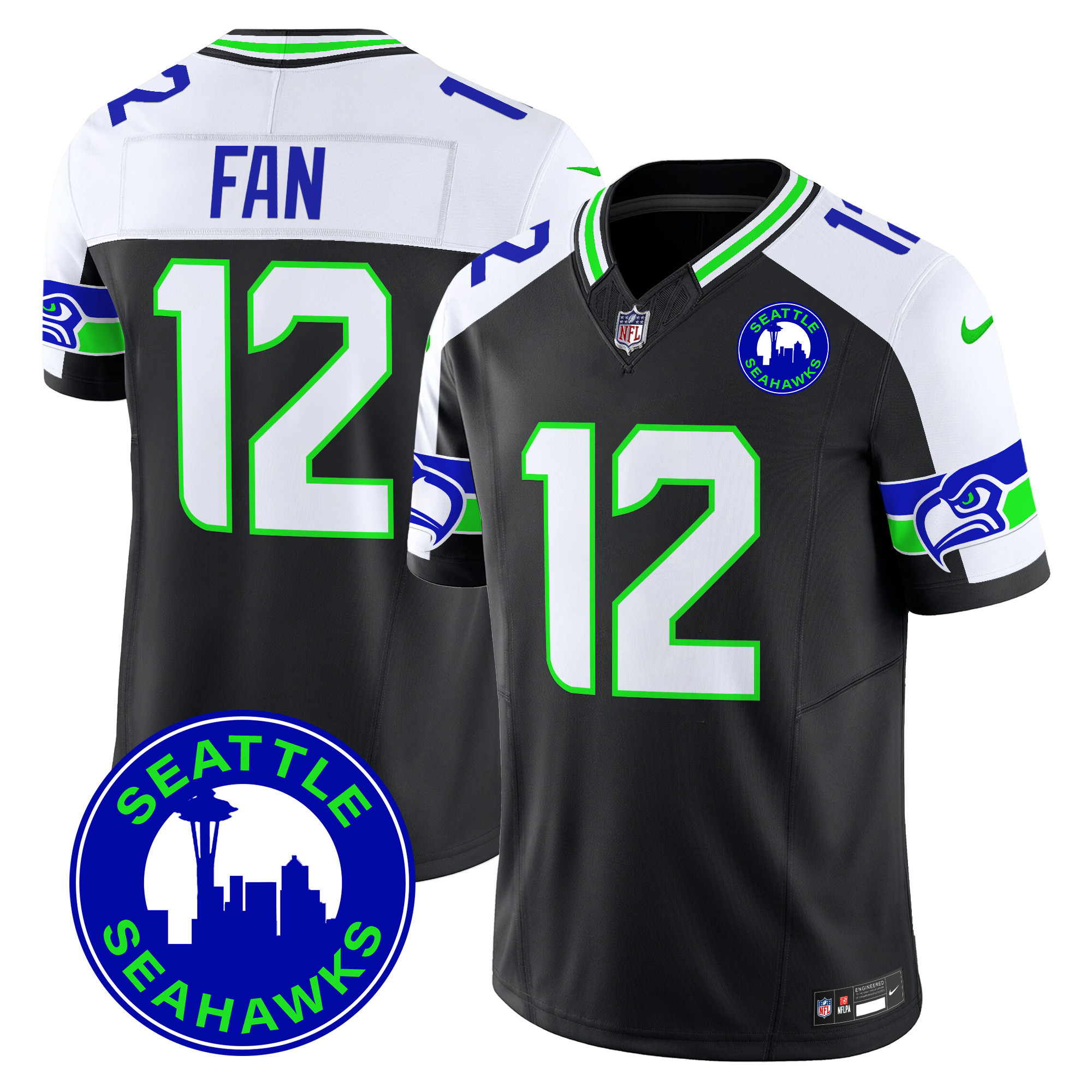 Men's Seattle Seahawks 2024 Seattle City Patch Vapor Limited Jersey - All Stitched - Image 7
