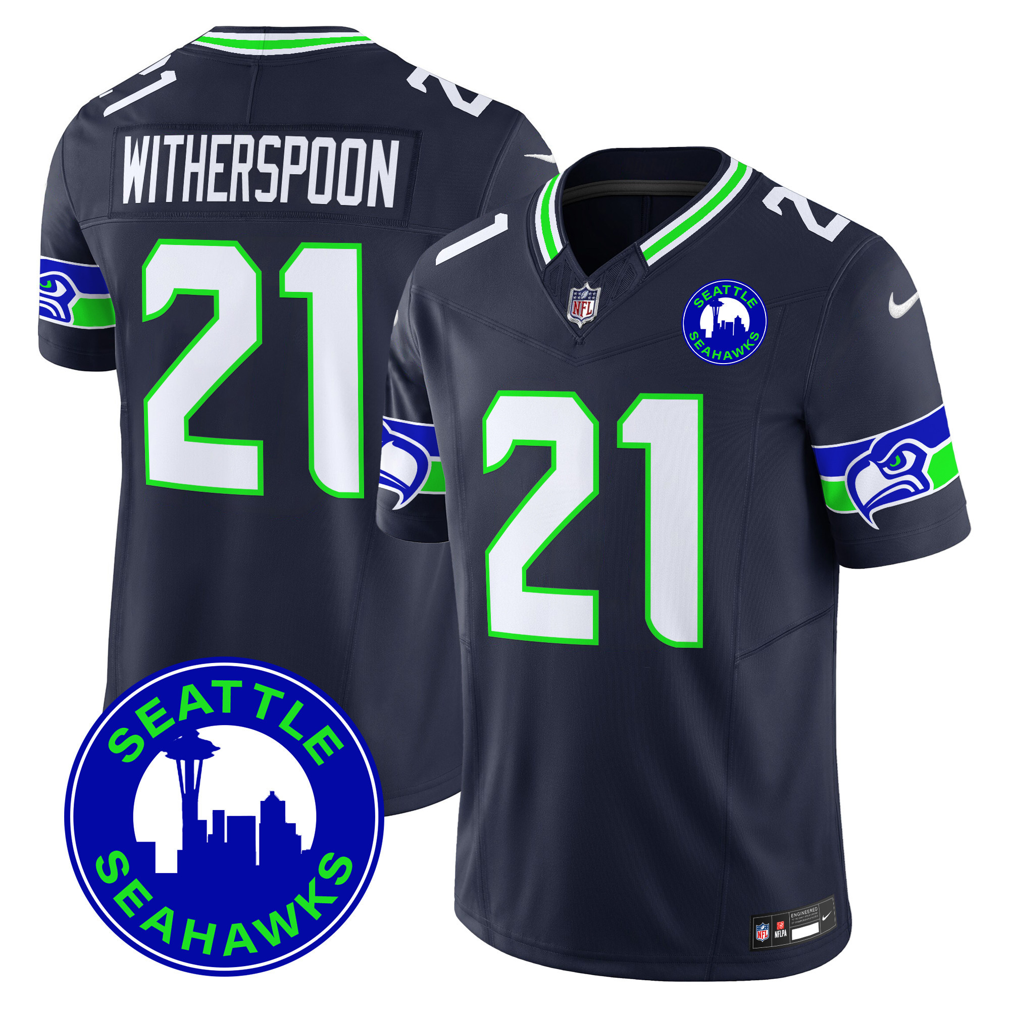 Men's Seattle Seahawks 2024 Seattle City Patch Vapor Limited Jersey - All Stitched - Image 30