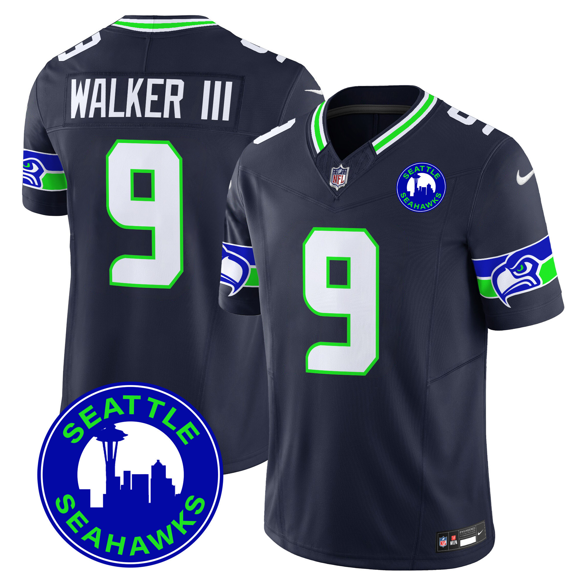 Men's Seattle Seahawks 2024 Seattle City Patch Vapor Limited Jersey - All Stitched - Image 34