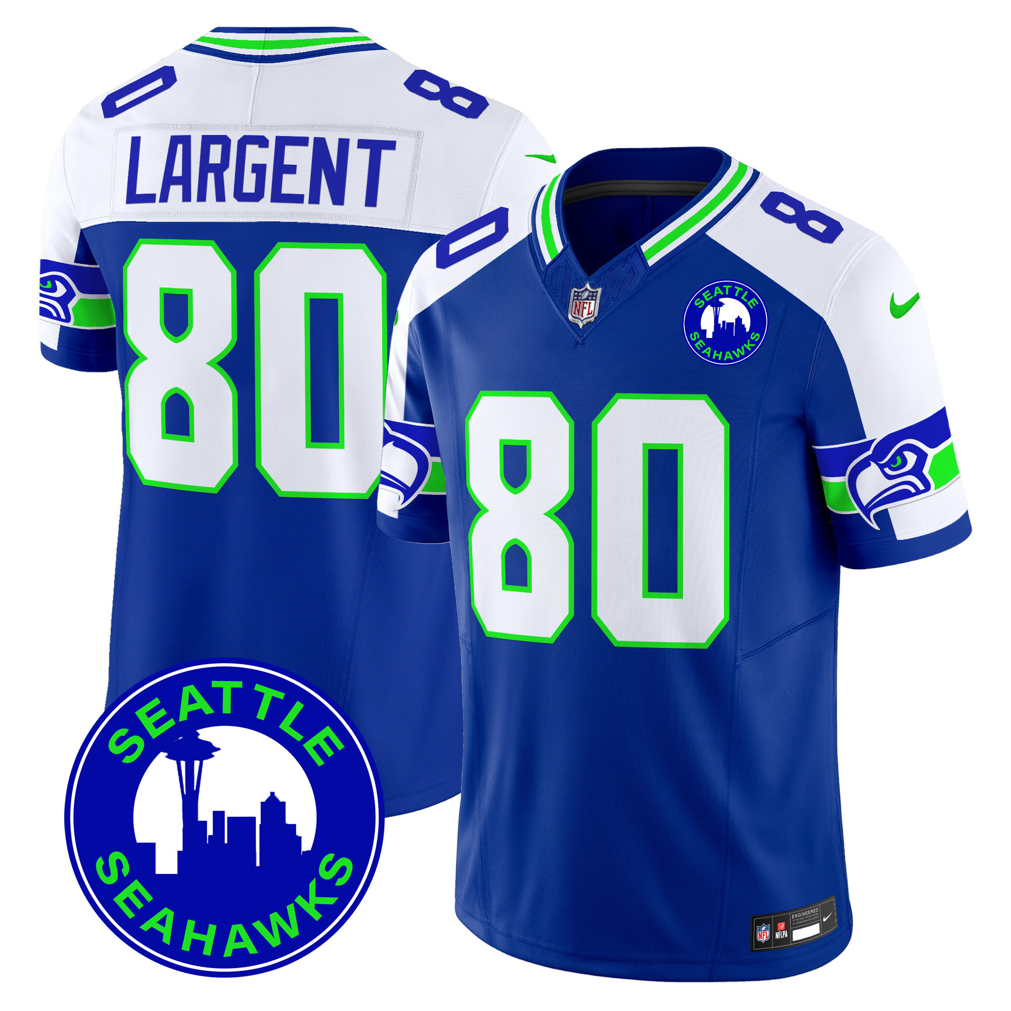 Men's Seattle Seahawks 2024 Seattle City Patch Vapor Limited Jersey - All Stitched - Image 12