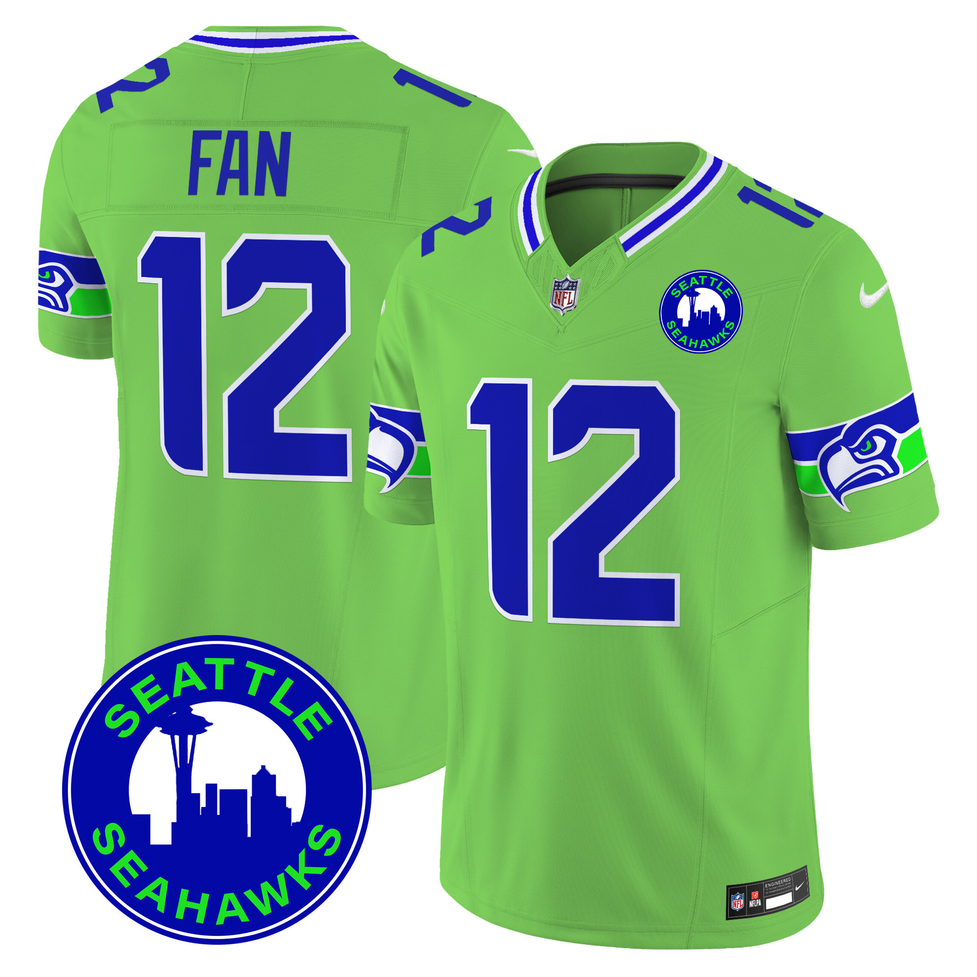 Men's Seattle Seahawks 2024 Seattle City Patch Vapor Limited Jersey - All Stitched - Image 42