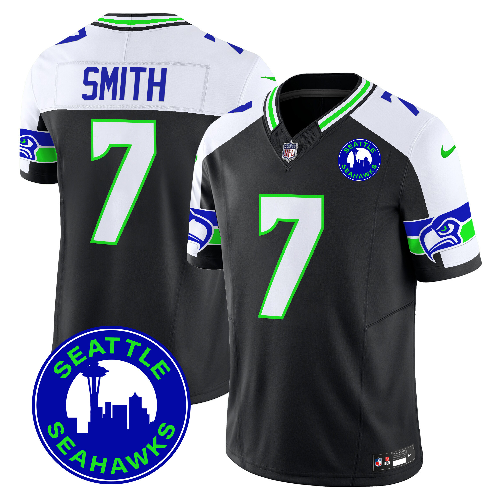 Men's Seattle Seahawks 2024 Seattle City Patch Vapor Limited Jersey - All Stitched - Image 3