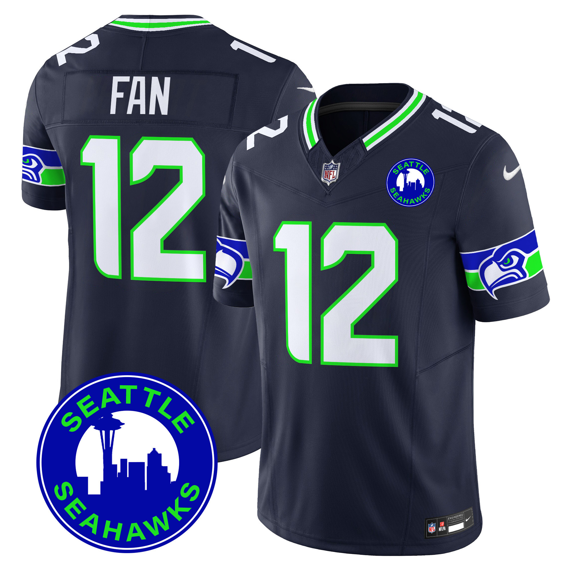 Men's Seattle Seahawks 2024 Seattle City Patch Vapor Limited Jersey - All Stitched - Image 35