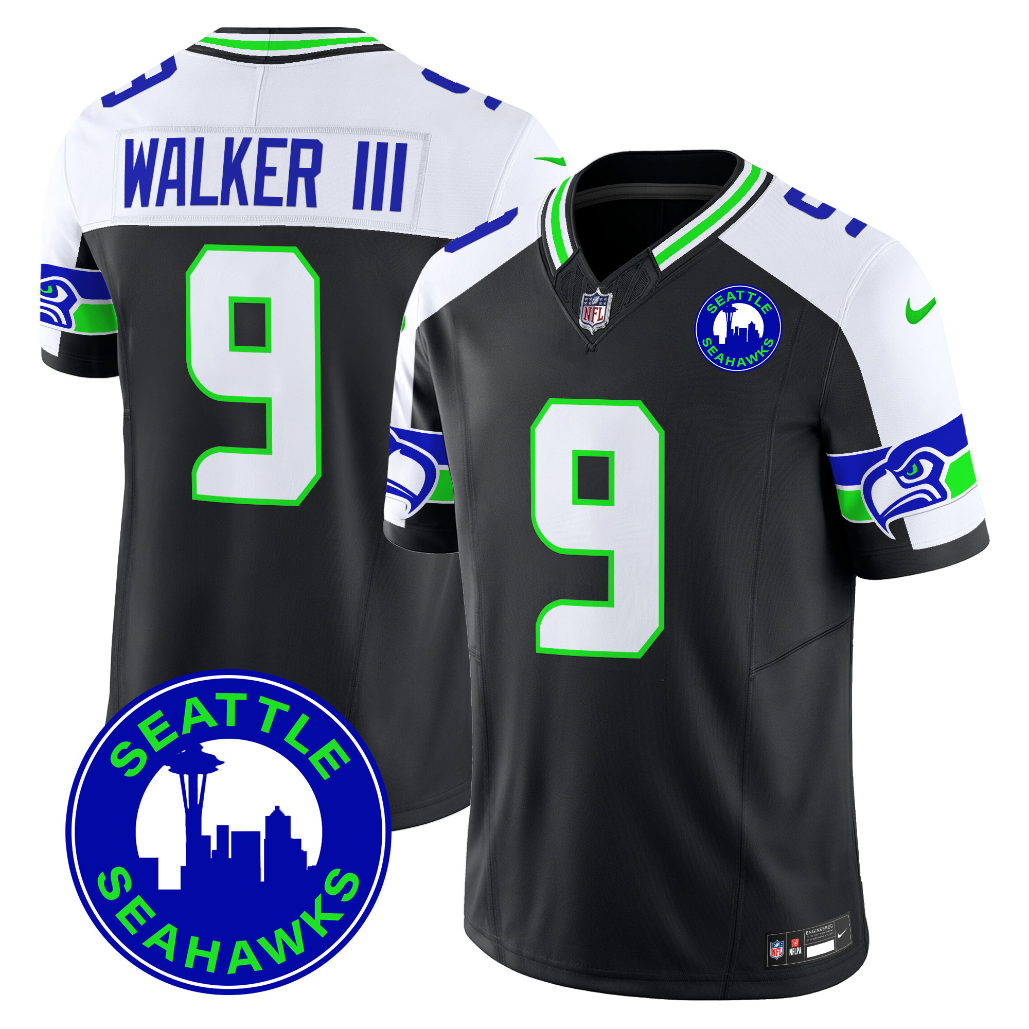 Men's Seattle Seahawks 2024 Seattle City Patch Vapor Limited Jersey - All Stitched - Image 6