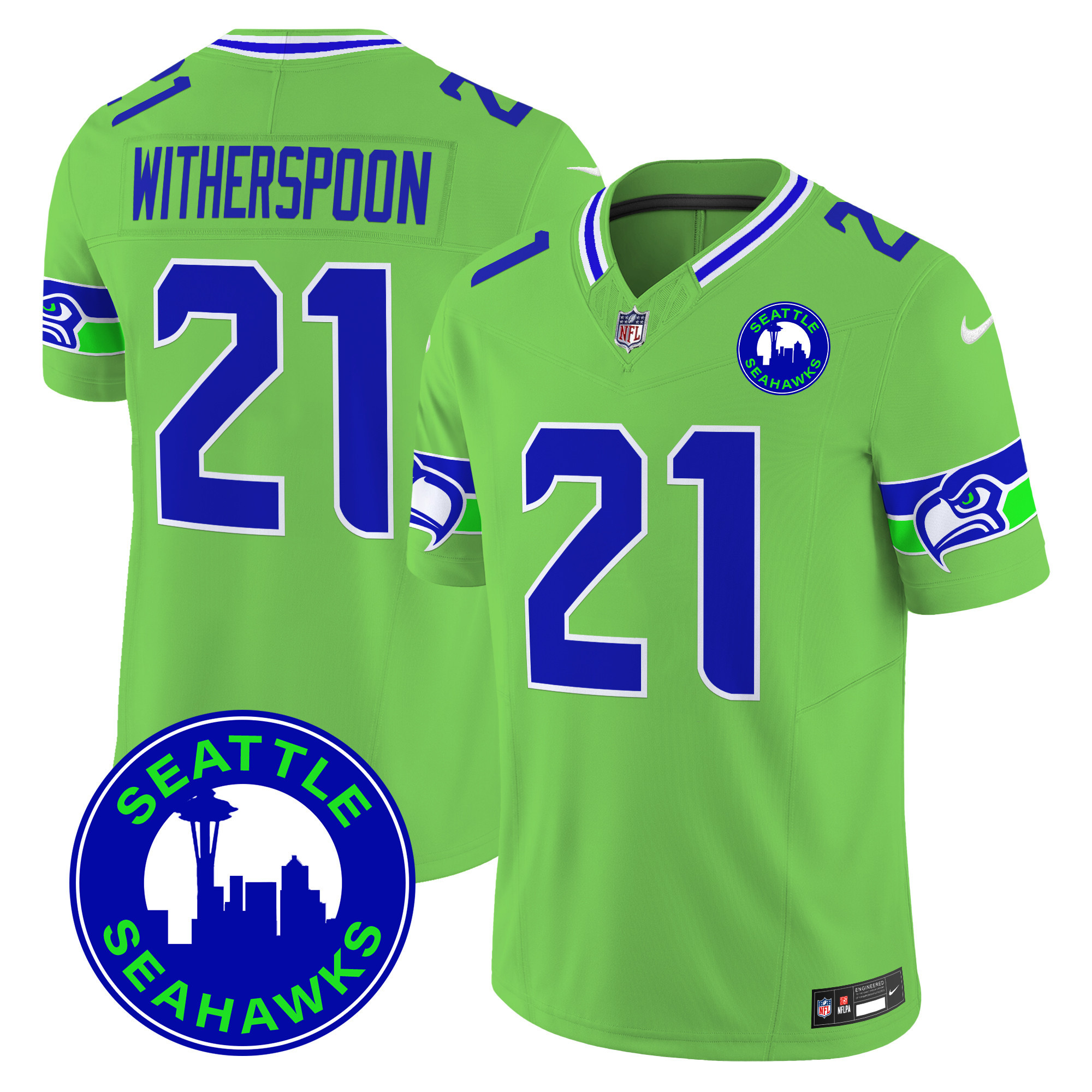 Men's Seattle Seahawks 2024 Seattle City Patch Vapor Limited Jersey - All Stitched - Image 37