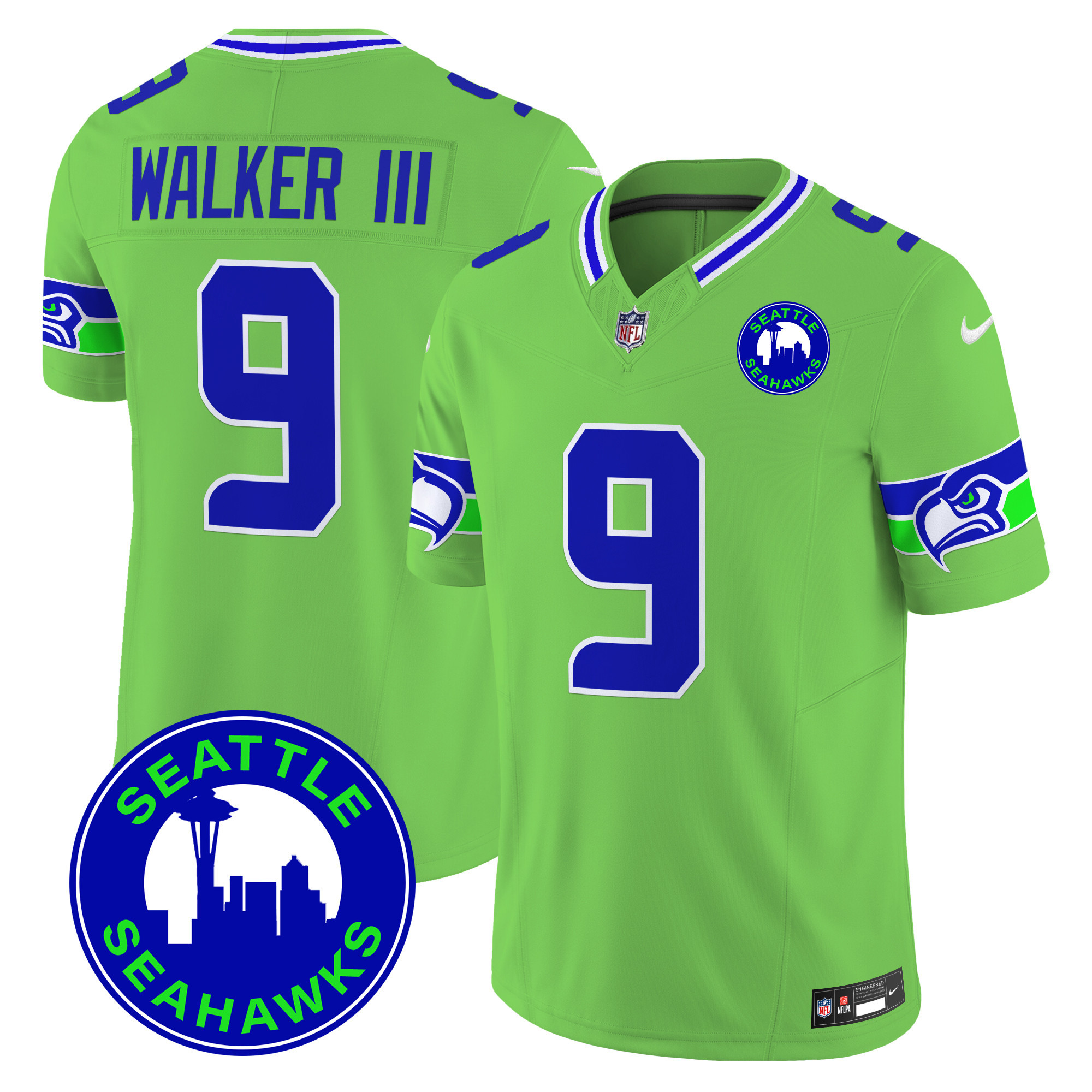 Men's Seattle Seahawks 2024 Seattle City Patch Vapor Limited Jersey - All Stitched - Image 41