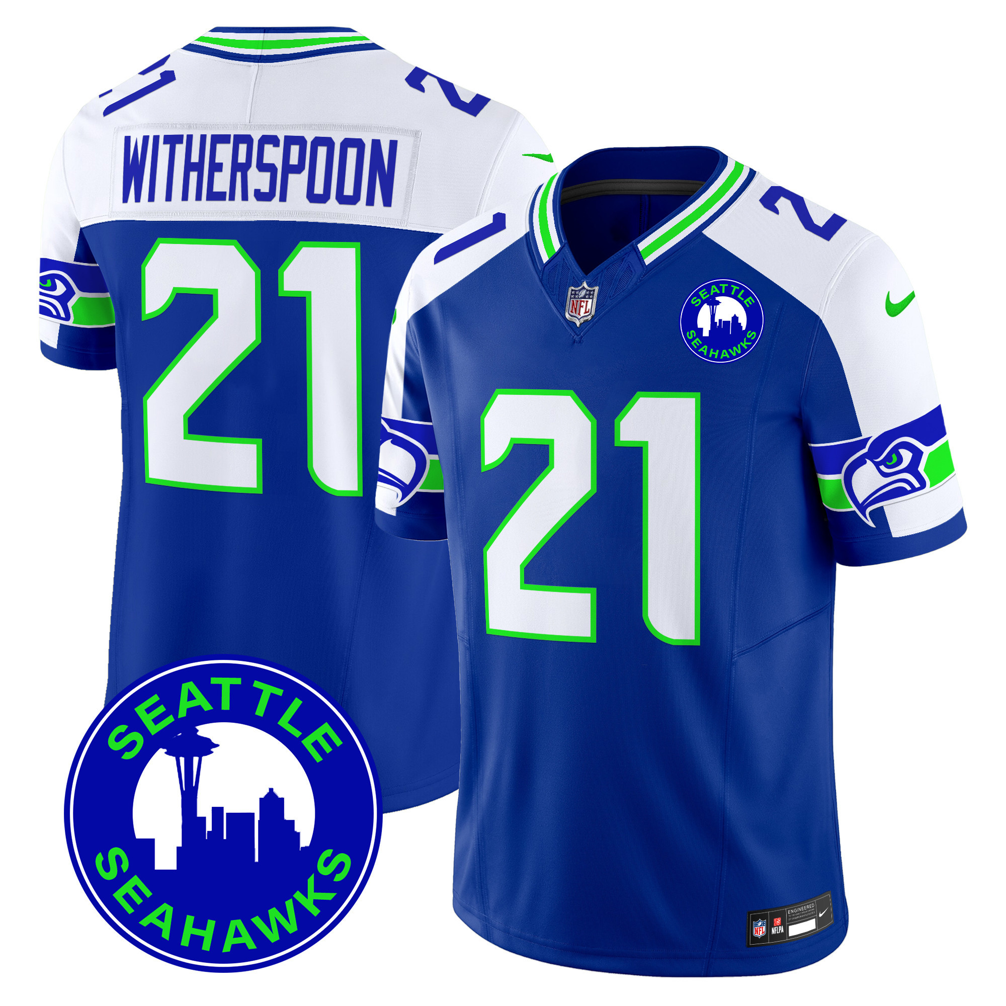 Men's Seattle Seahawks 2024 Seattle City Patch Vapor Limited Jersey - All Stitched - Image 9