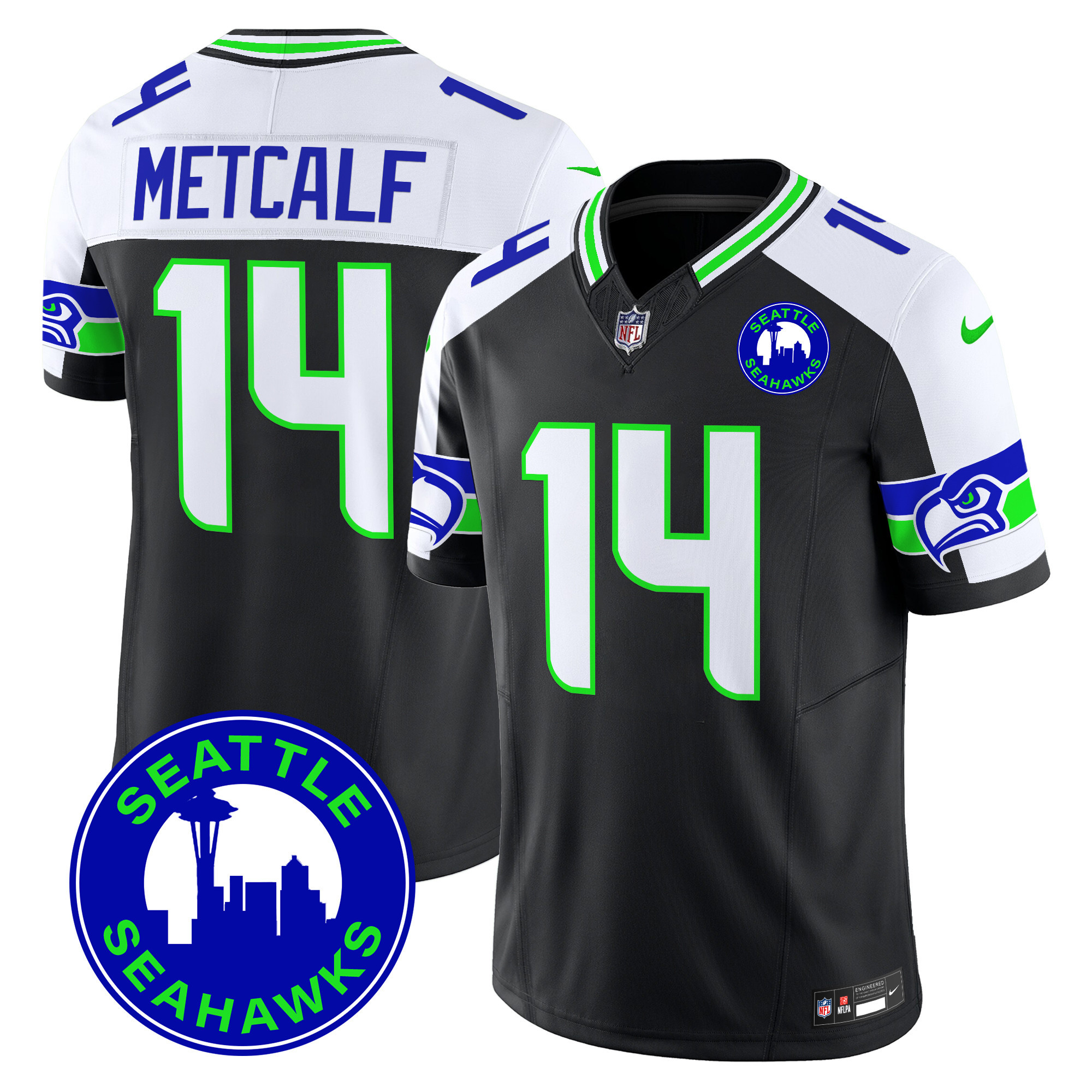 Men's Seattle Seahawks 2024 Seattle City Patch Vapor Limited Jersey - All Stitched - Image 4