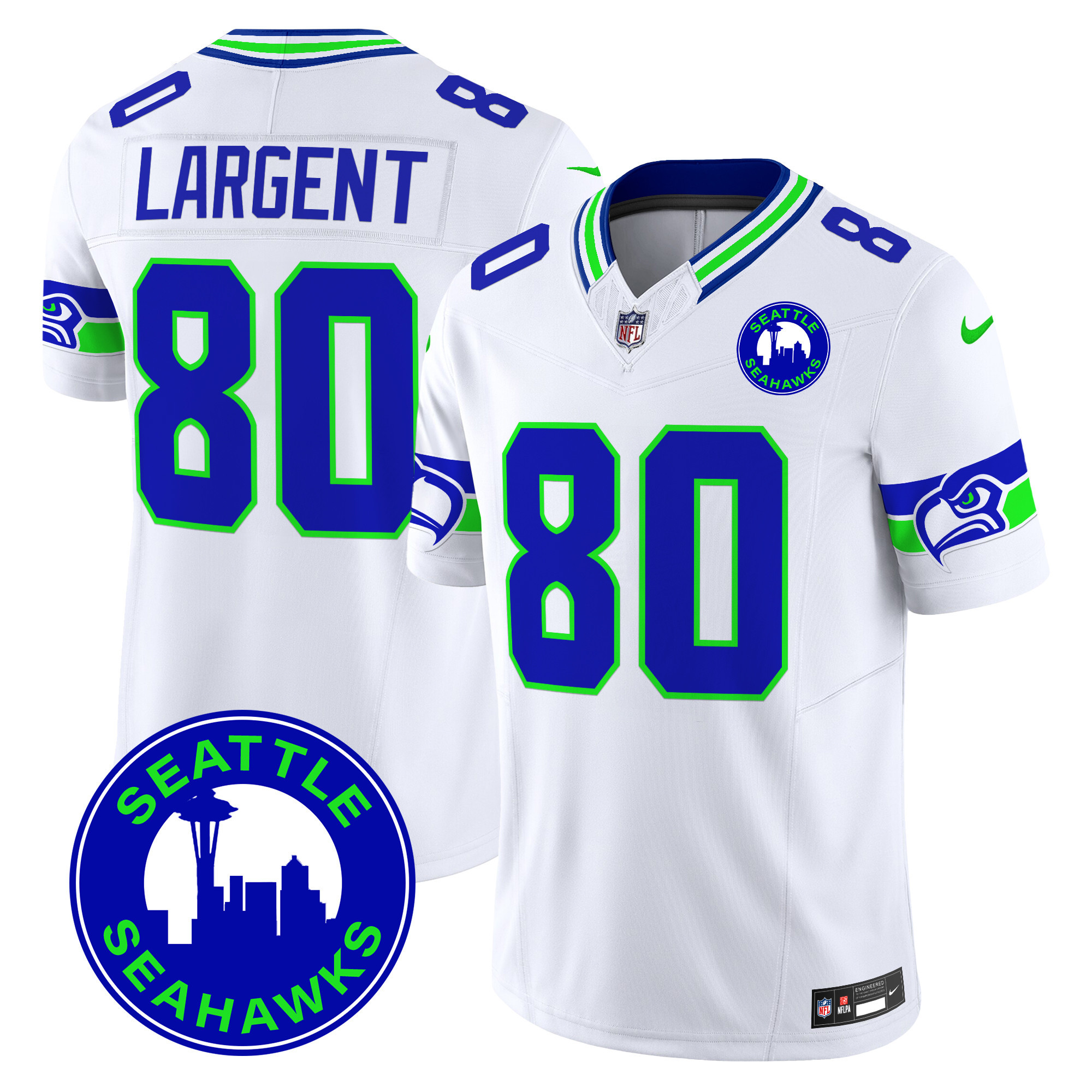 Men's Seattle Seahawks 2024 Seattle City Patch Vapor Limited Jersey - All Stitched - Image 26