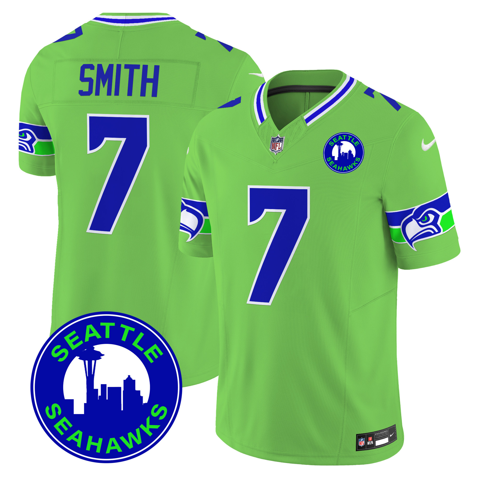 Men's Seattle Seahawks 2024 Seattle City Patch Vapor Limited Jersey - All Stitched - Image 38