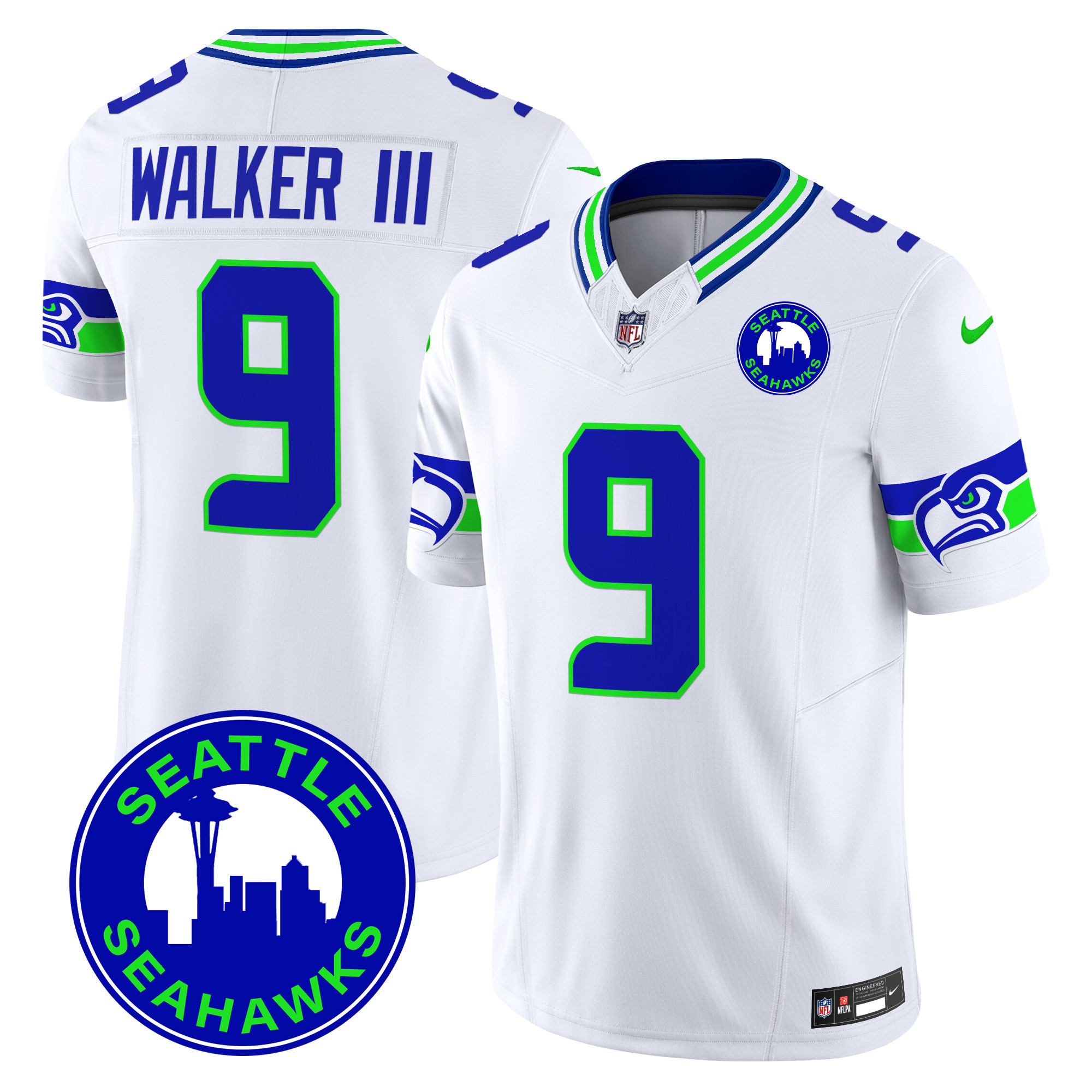 Men's Seattle Seahawks 2024 Seattle City Patch Vapor Limited Jersey - All Stitched - Image 27