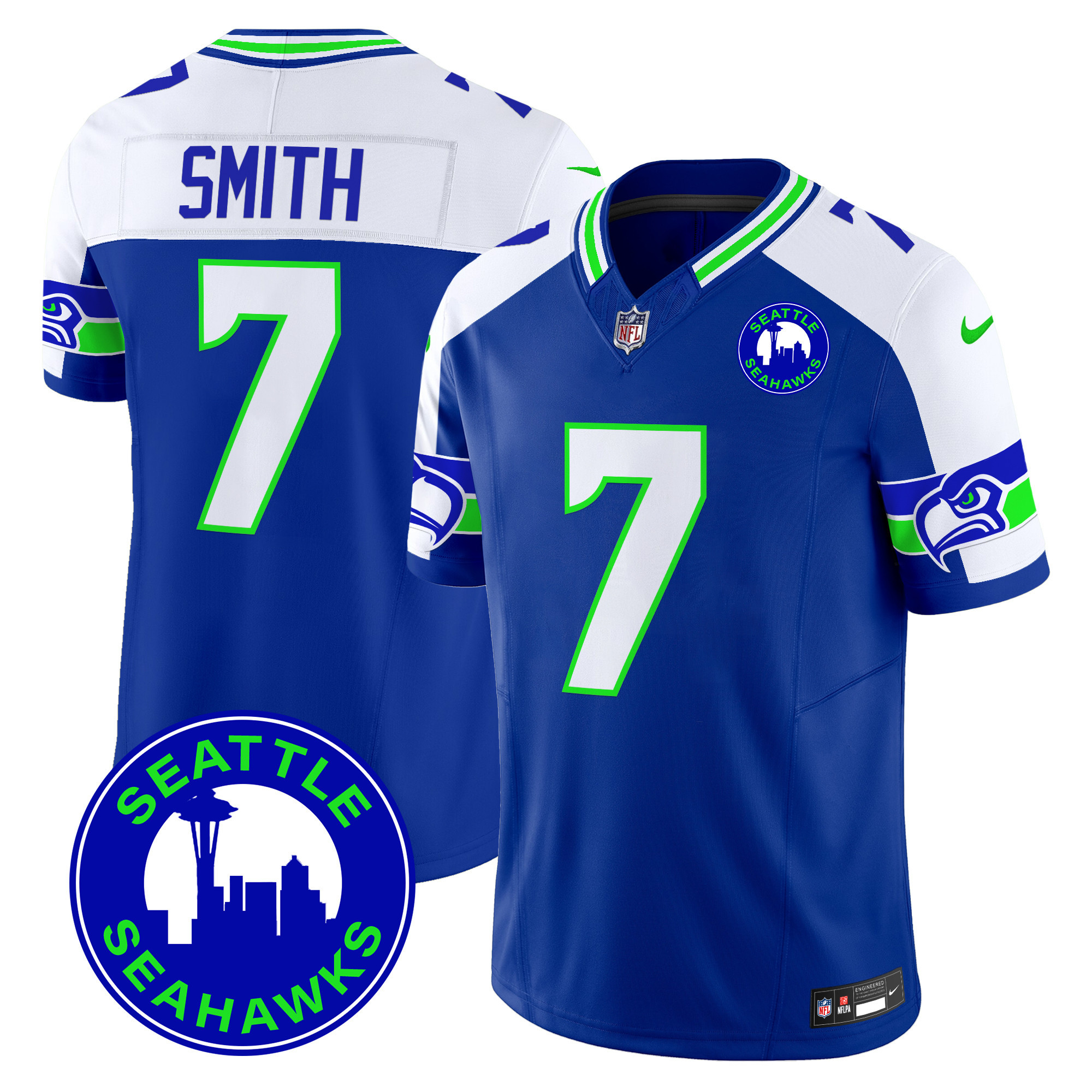 Men's Seattle Seahawks 2024 Seattle City Patch Vapor Limited Jersey - All Stitched - Image 10