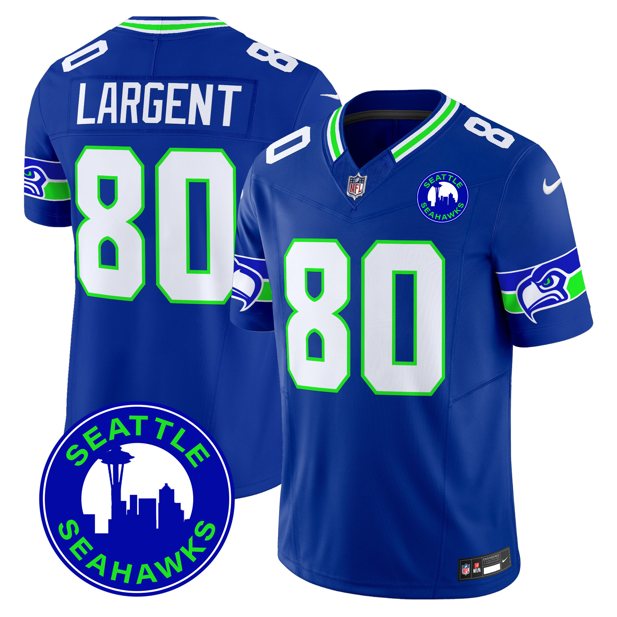 Men's Seattle Seahawks 2024 Seattle City Patch Vapor Limited Jersey - All Stitched - Image 19