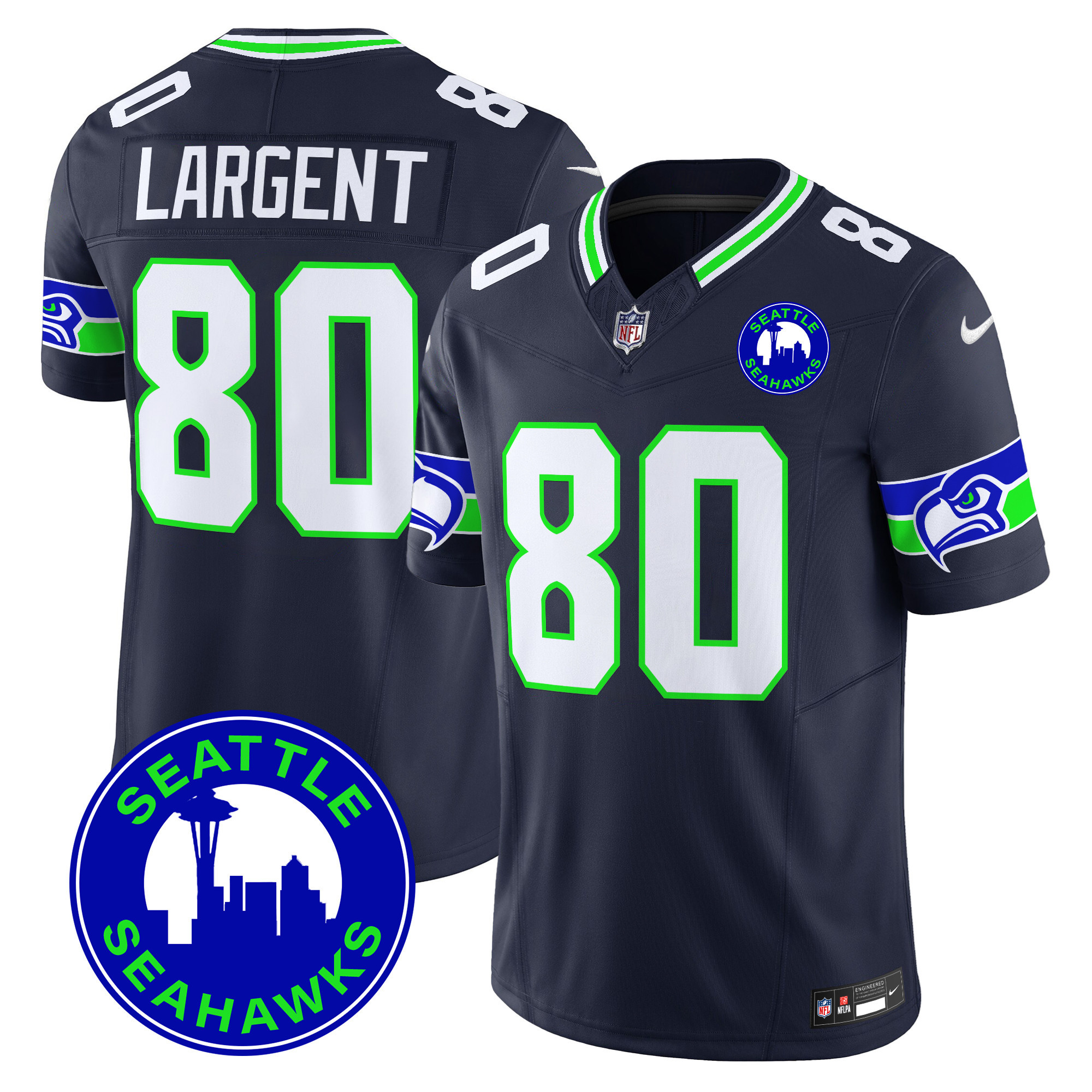 Men's Seattle Seahawks 2024 Seattle City Patch Vapor Limited Jersey - All Stitched - Image 33