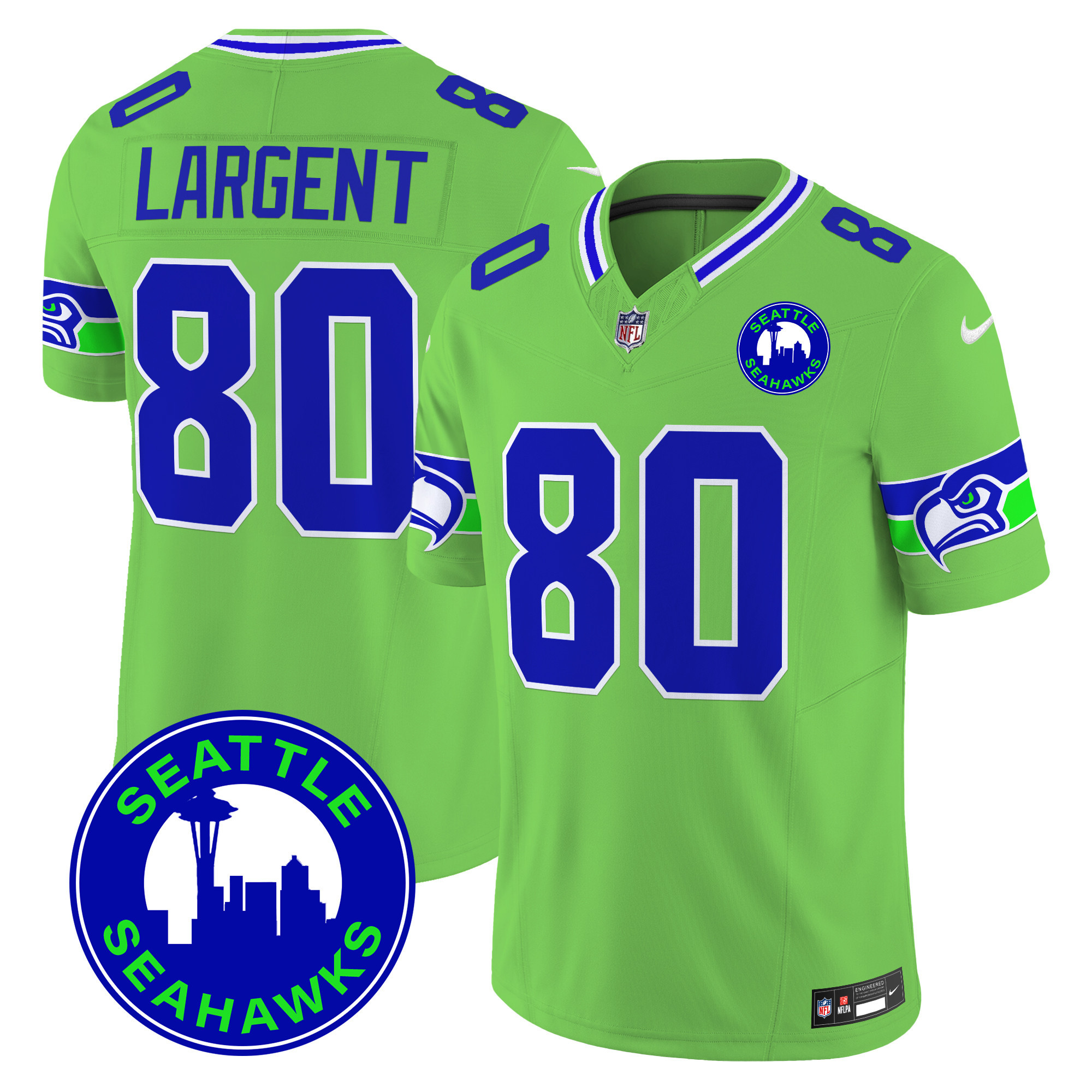 Men's Seattle Seahawks 2024 Seattle City Patch Vapor Limited Jersey - All Stitched - Image 40
