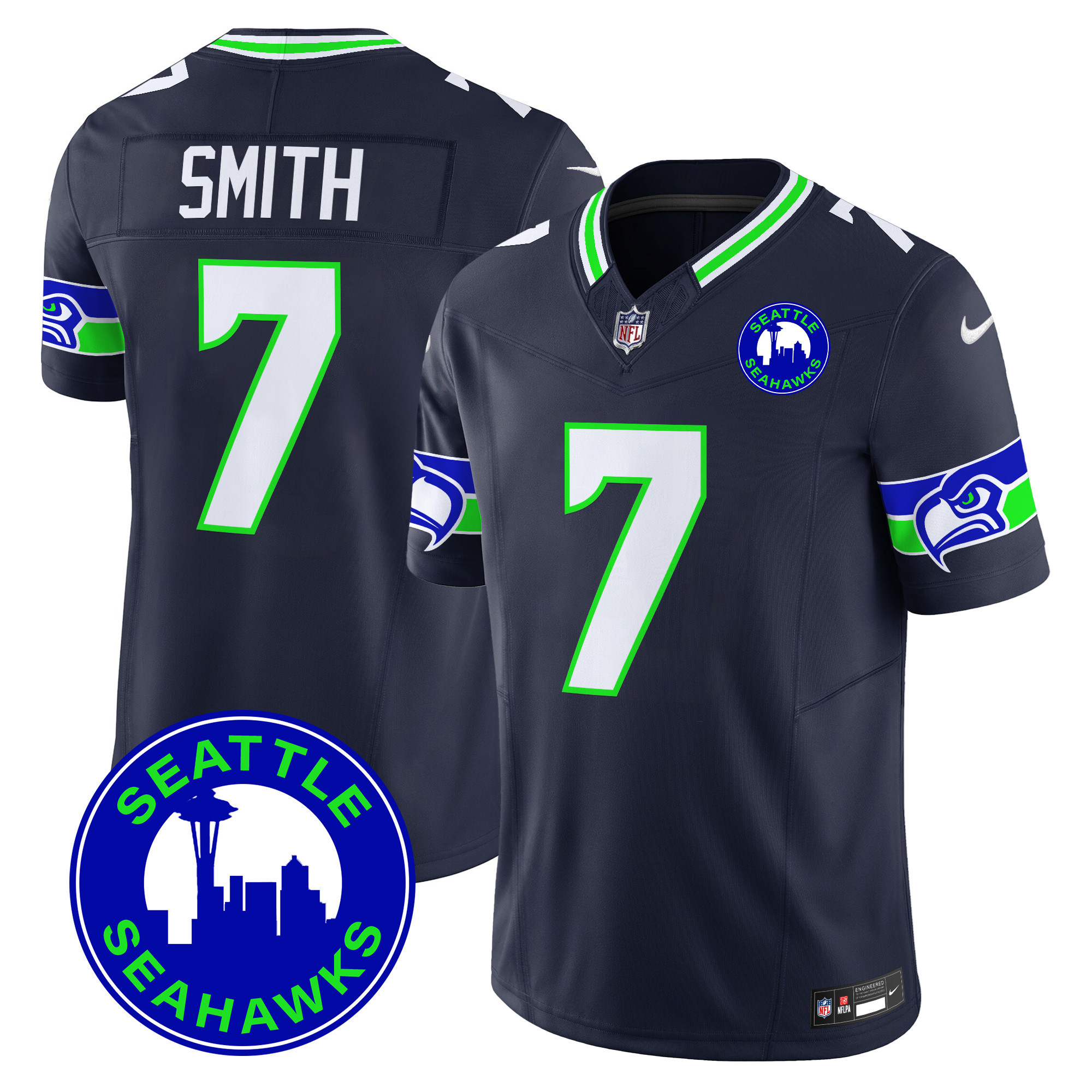 Men's Seattle Seahawks 2024 Seattle City Patch Vapor Limited Jersey - All Stitched - Image 31