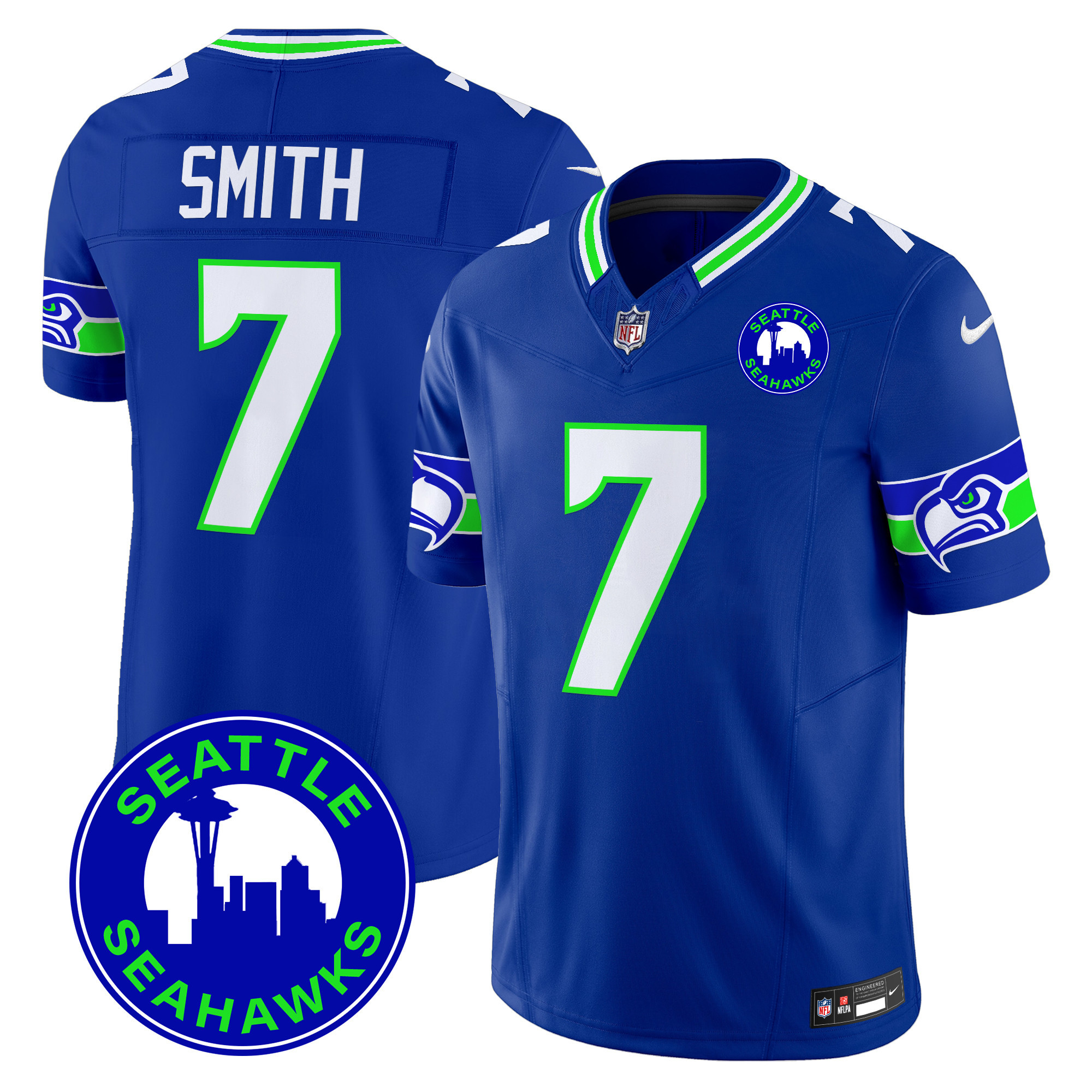 Men's Seattle Seahawks 2024 Seattle City Patch Vapor Limited Jersey - All Stitched - Image 17