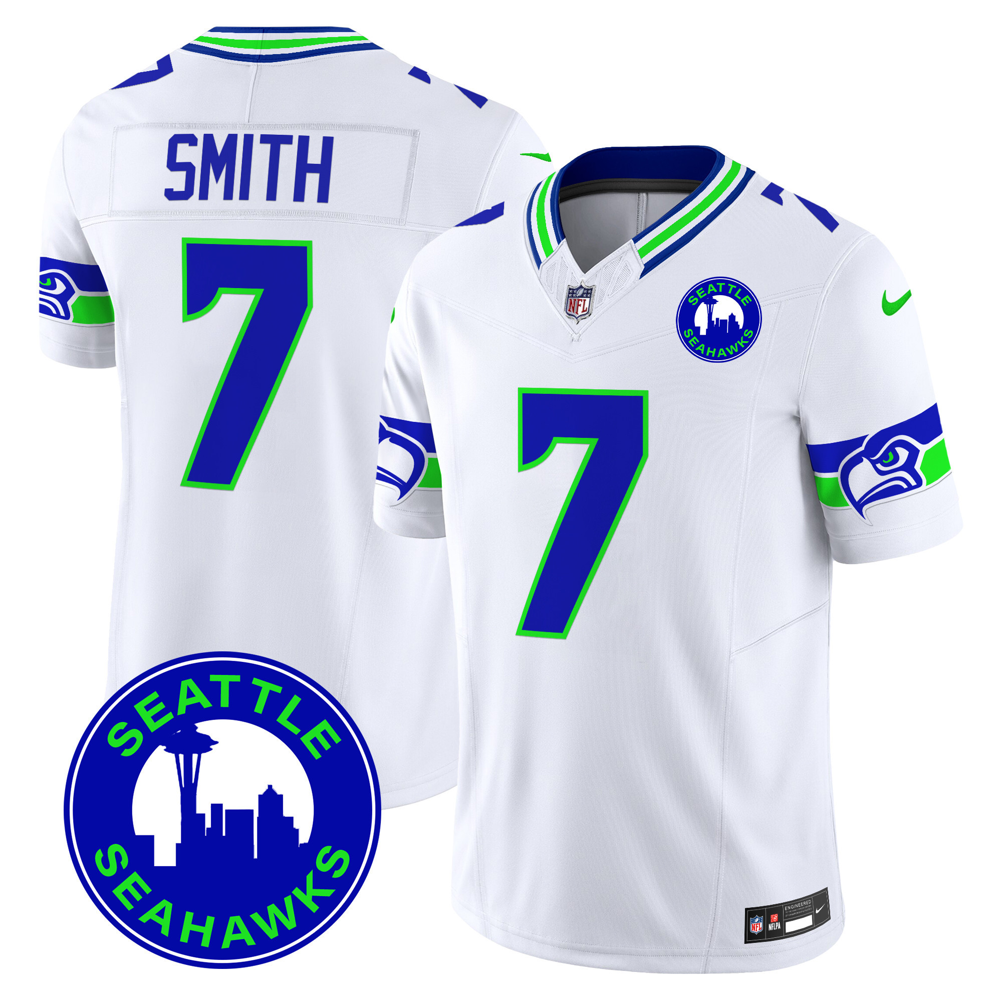 Men's Seattle Seahawks 2024 Seattle City Patch Vapor Limited Jersey - All Stitched - Image 24