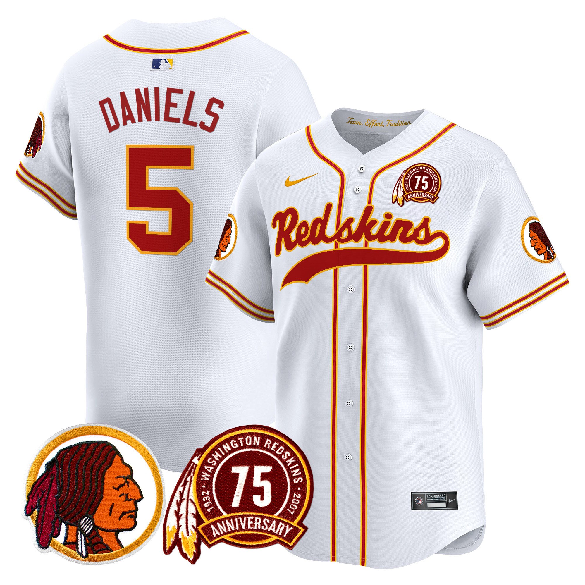 Men's Washington Redskins 75th Patch Throwback Vapor Premier Limited Jersey - All Stitched - Image 33